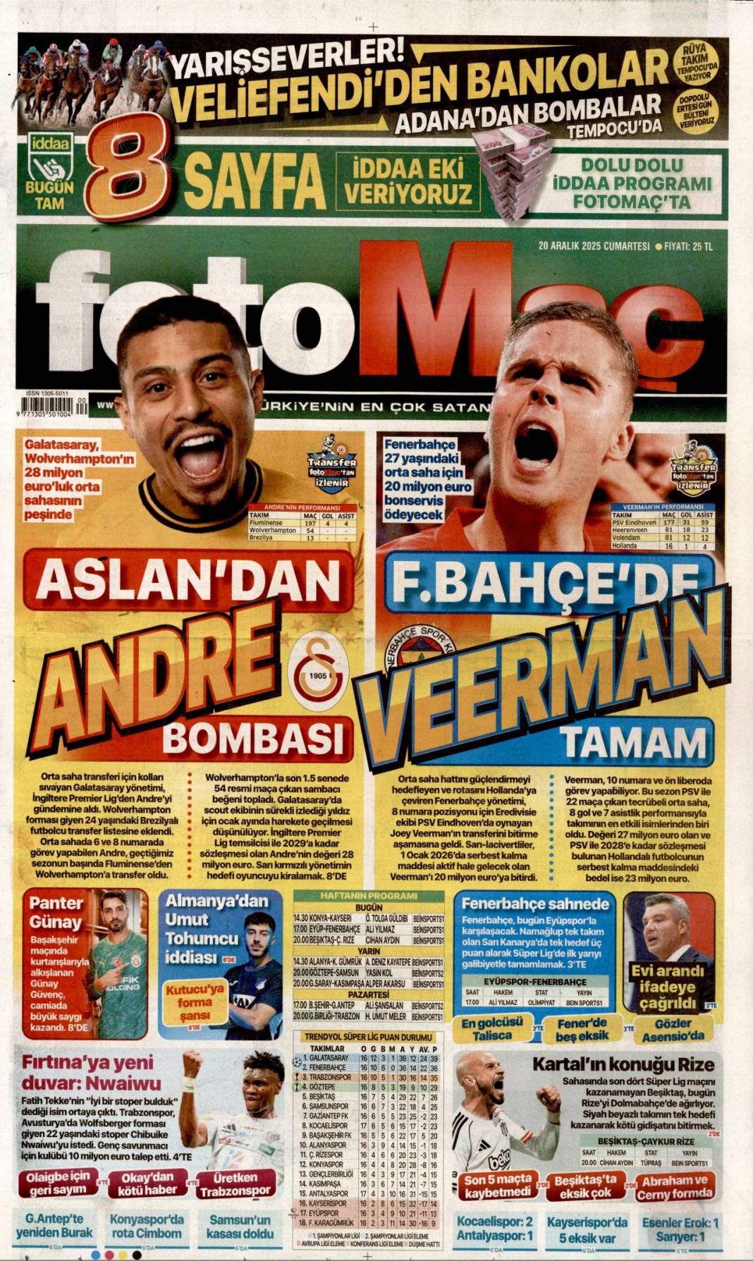 Şimdi gözler ortak raporda: 20 Aralık 2025 Cumartesi, güncel gazete manşetleri... 25