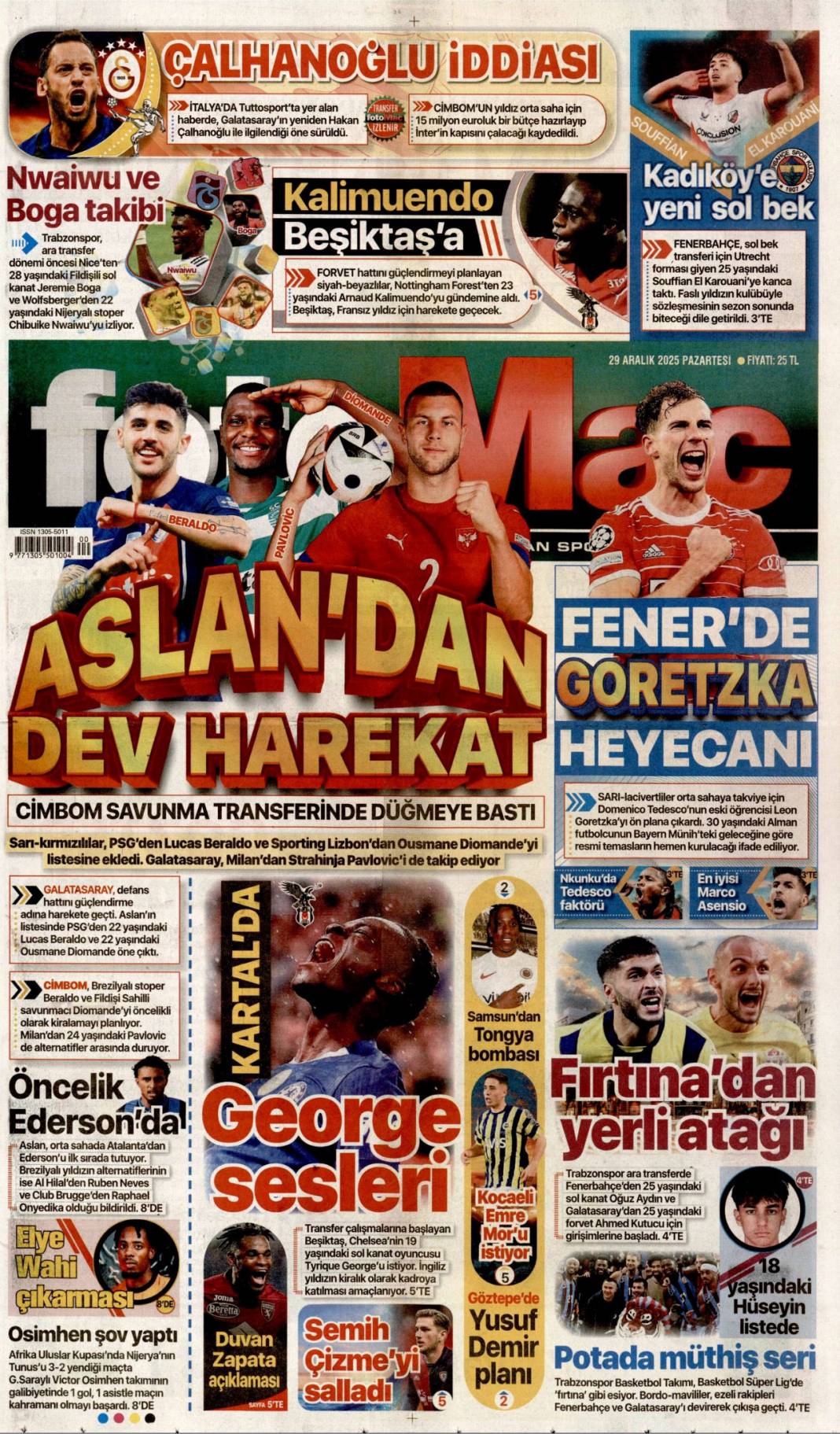 Her an savaşa hazır: 29 Aralık 2025 Pazartesi güncel gazete manşetleri 25