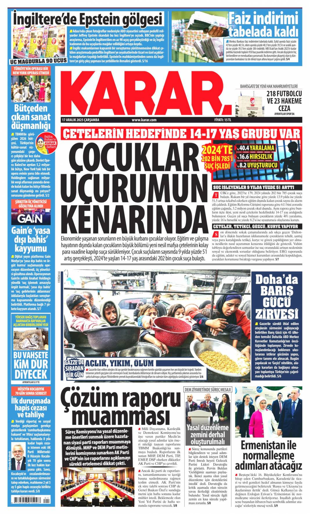 Güllü'nün cinayetinde miras kuşkusu: 17 Aralık 2025 Çarşamba, güncel gazete manşetleri... 17