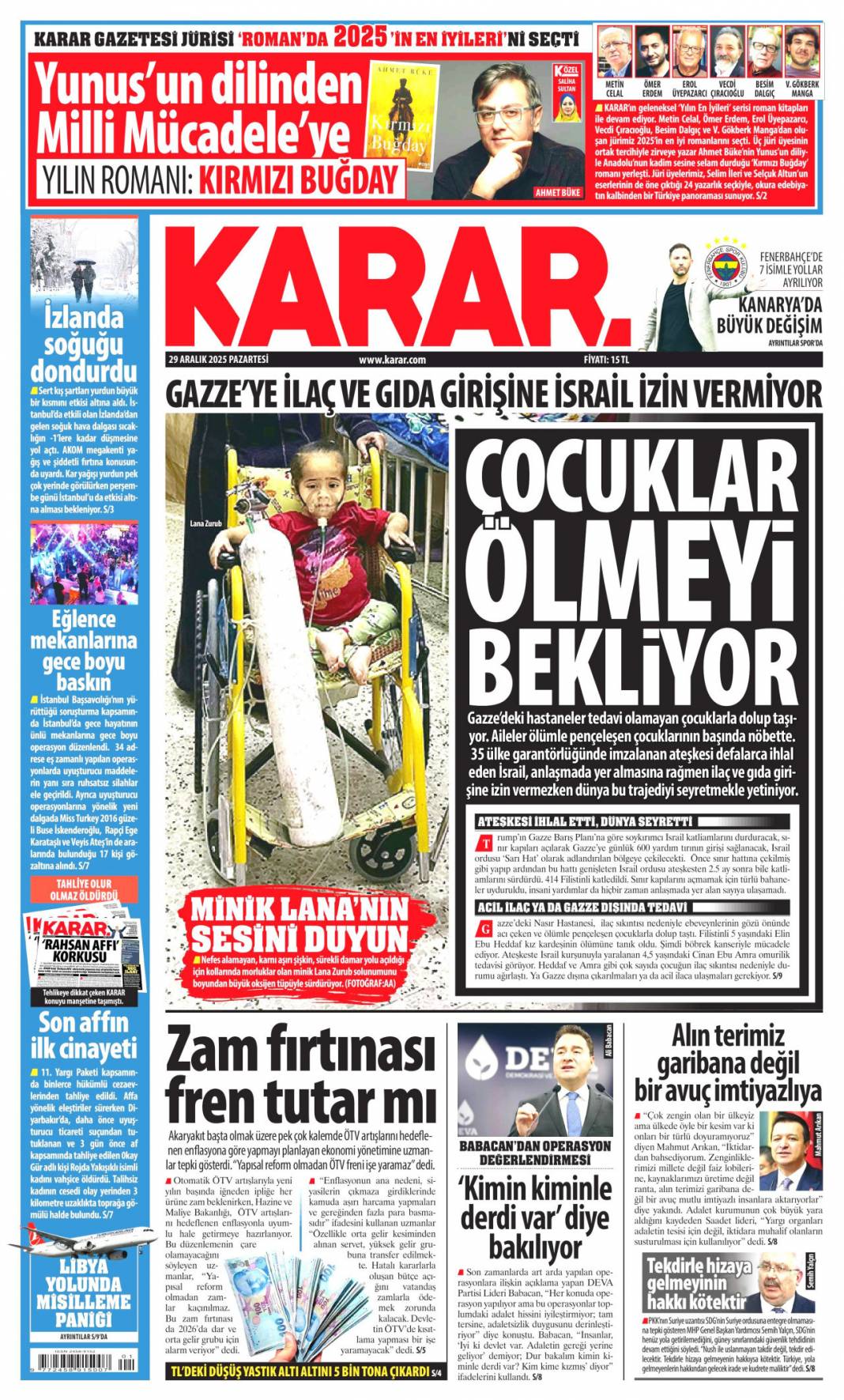 Her an savaşa hazır: 29 Aralık 2025 Pazartesi güncel gazete manşetleri 15