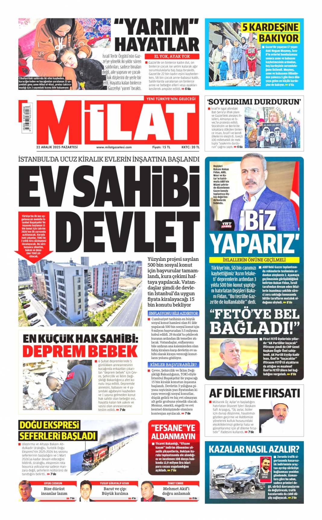 Dar ve sabit gelirli 2026'da güçlenecek: 22 Aralık 2025 Pazartesi, güncel gazete manşetleri... 16