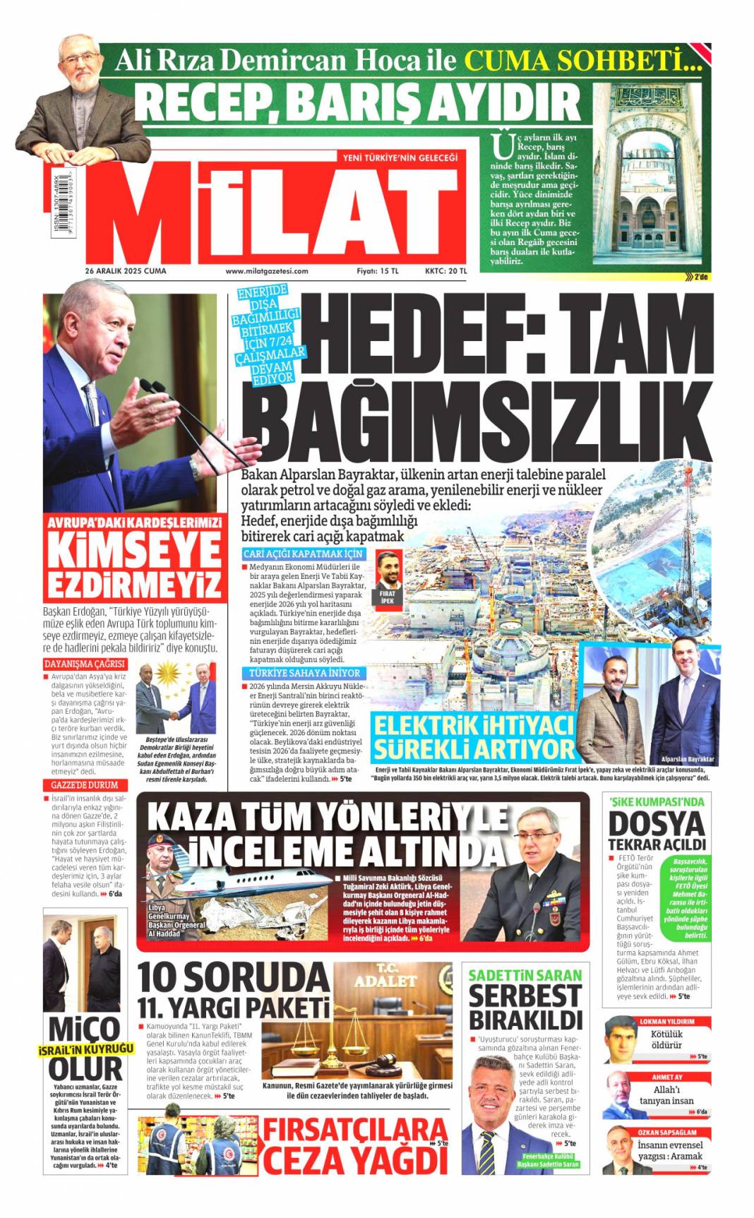 CHP batılıya karşı ezik kendi insanına küstah: 26 Aralık 2025 Cuma güncel gazete manşetleri 19