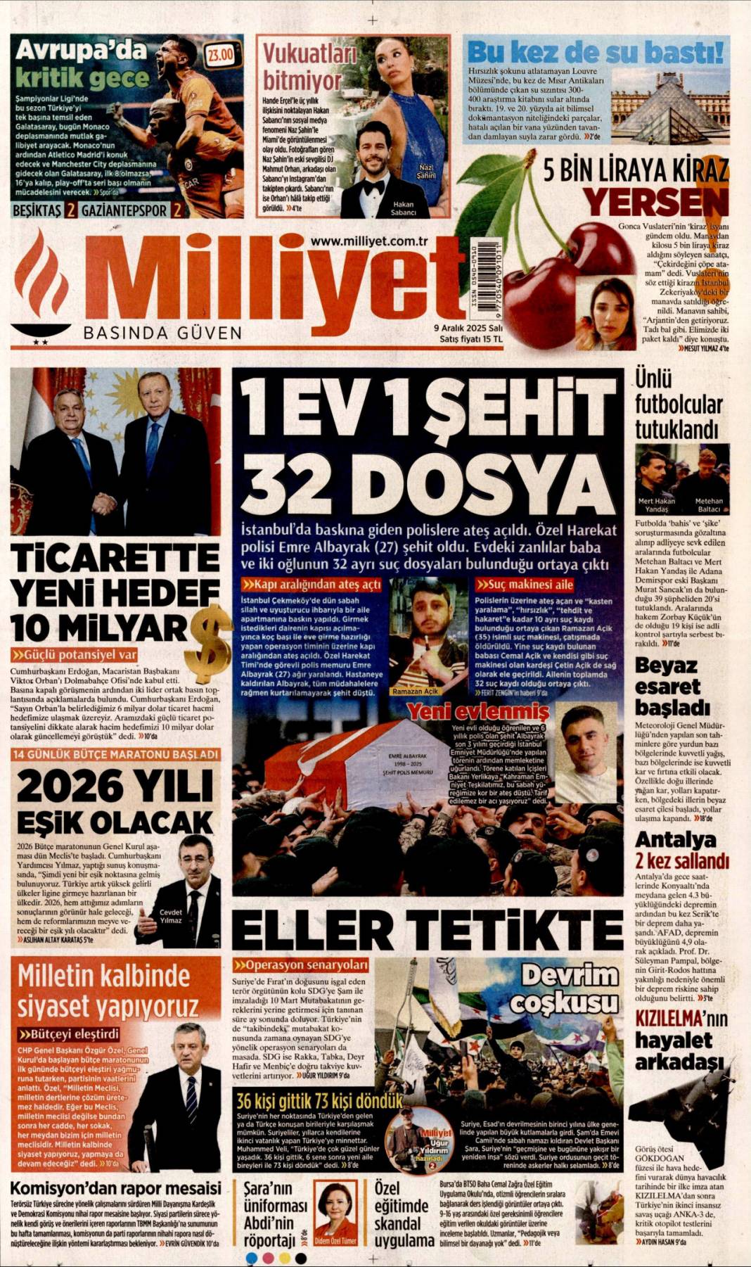 Ticaret hedefi 10 milyar dolar: 9 Aralık 2025 Salı, güncel gazete manşetleri... 5