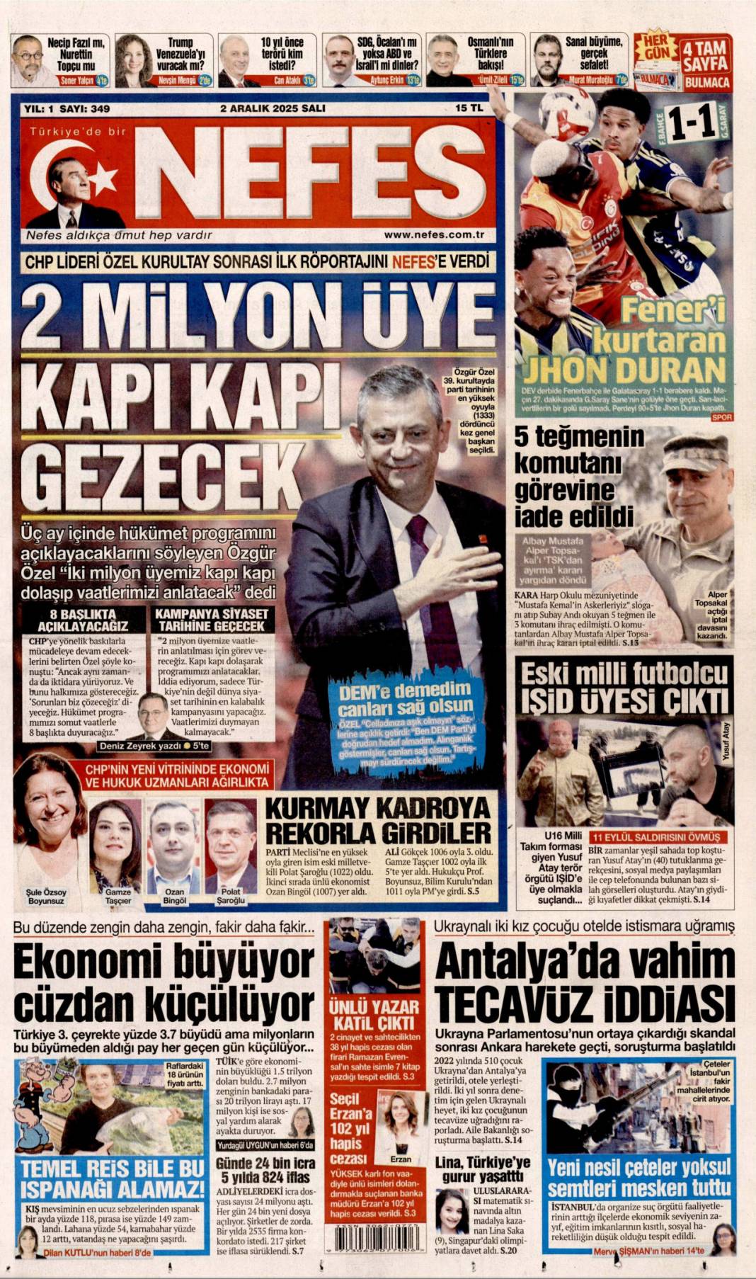 Topyekün kalkınma seferberliği: 2 Kasım 2025 Salı güncel gazete manşetleri... 7