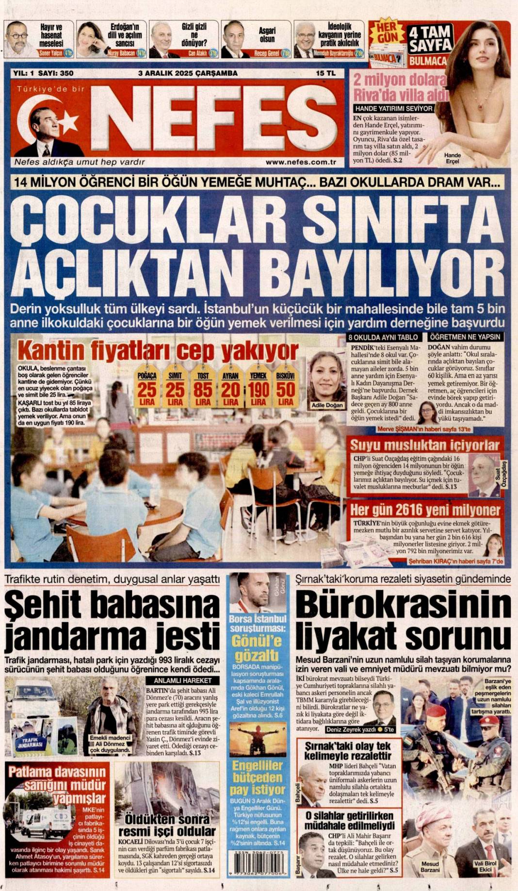 Yeni Türkiye'de herkese eşit özgürlük: 3 Kasım 2025 Çarşamba güncel gazete manşetleri... 14