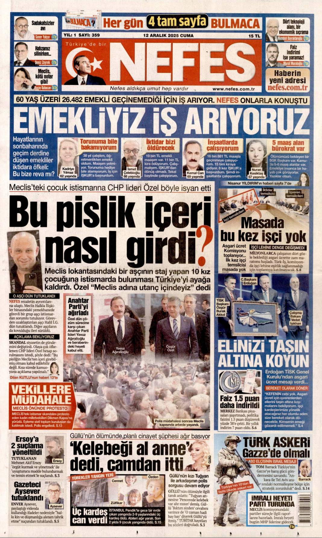 Süreçte üç kritik eşik: 12 Kasım 2025 Cuma güncel gazete manşetleri... 18