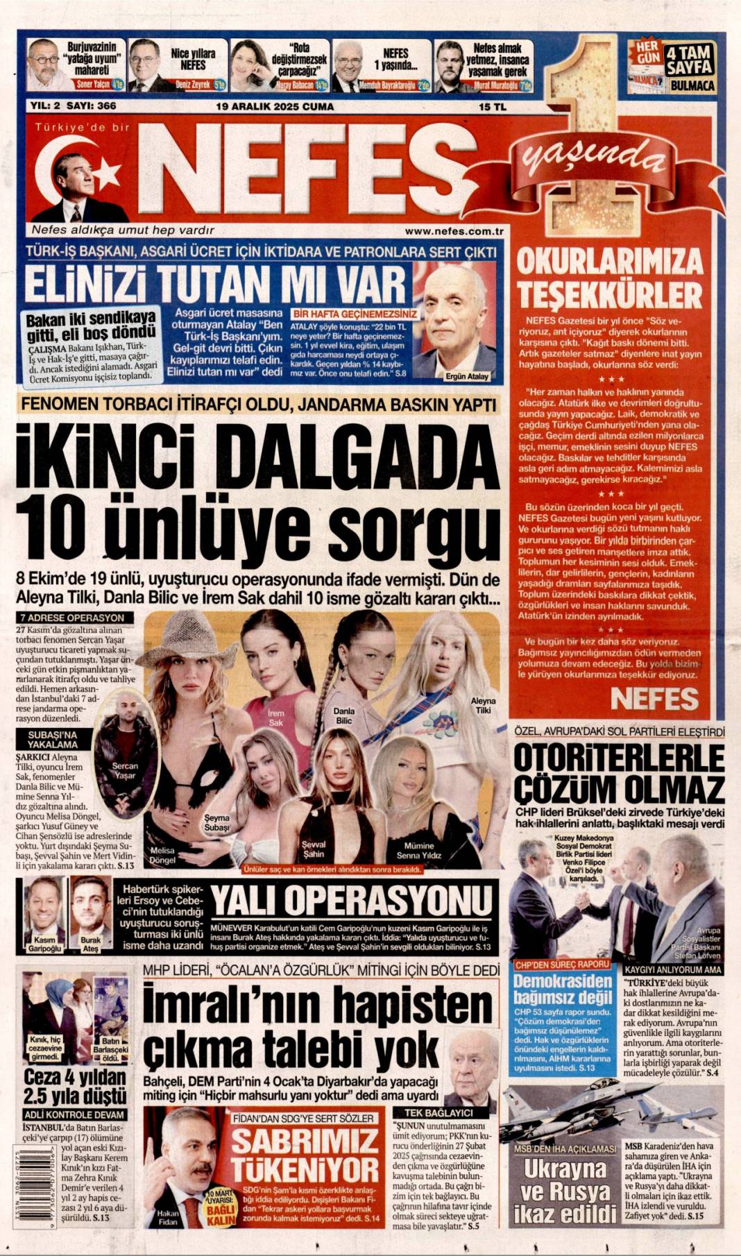 Yıkım kafası emek'i görsün: 19 Aralık 2025 Cuma güncel gazete manşetleri... 19