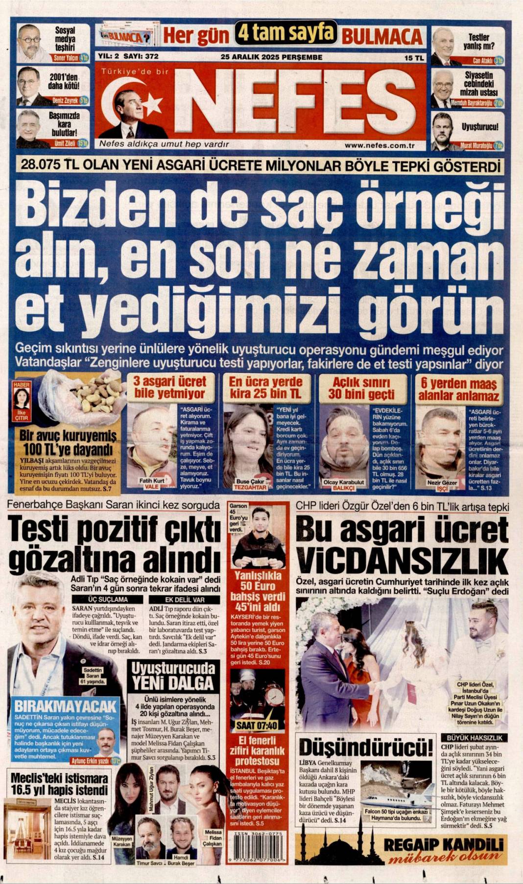 Ege ve Akdeniz'de hakkımızı yedirmeyiz: 25 Aralık 2025 Perşembe güncel gazete manşetleri 23