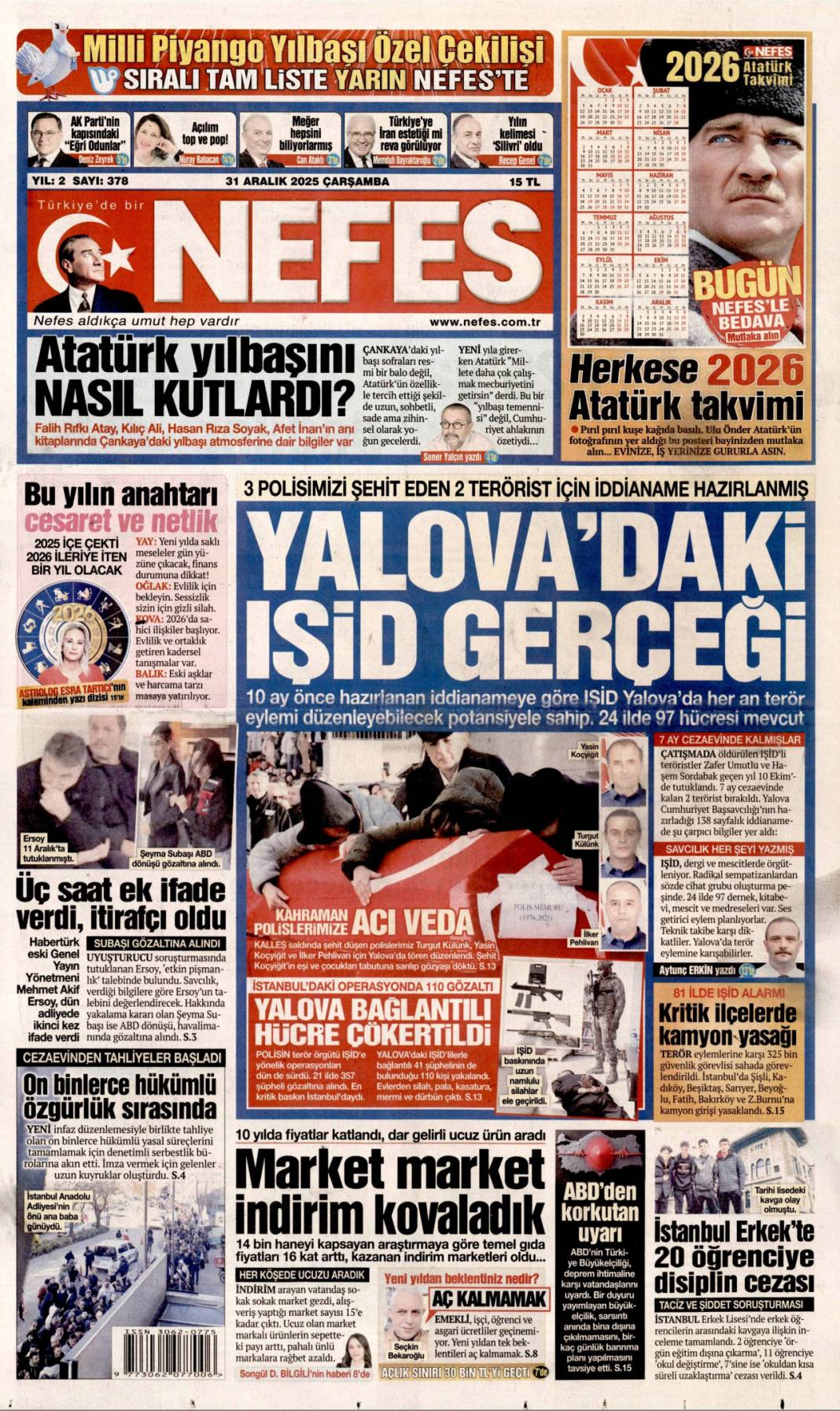 Büyük temizlik başladı: 31 Aralık 2025 Çarşamba güncel gazete manşetleri 12