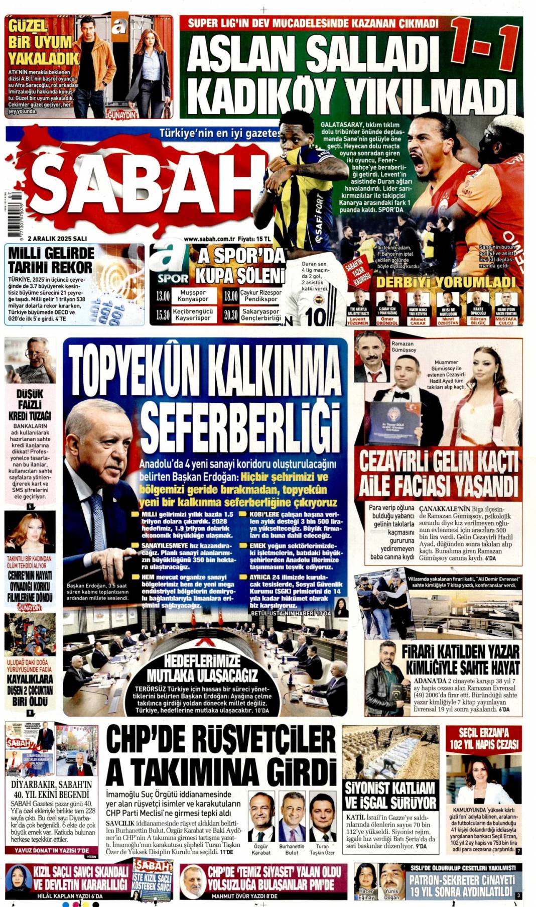 Topyekün kalkınma seferberliği: 2 Kasım 2025 Salı güncel gazete manşetleri... 1