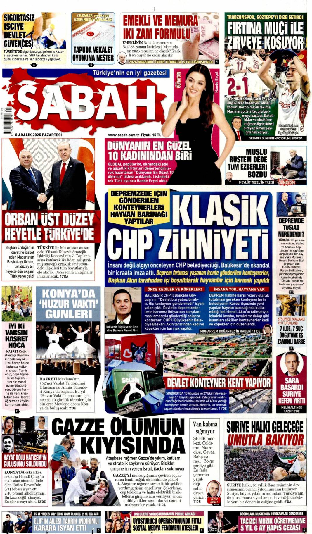 Klasik CHP zihniyeti: 8 Aralık 2025 Pazartesi güncel gazete manşetleri... 1