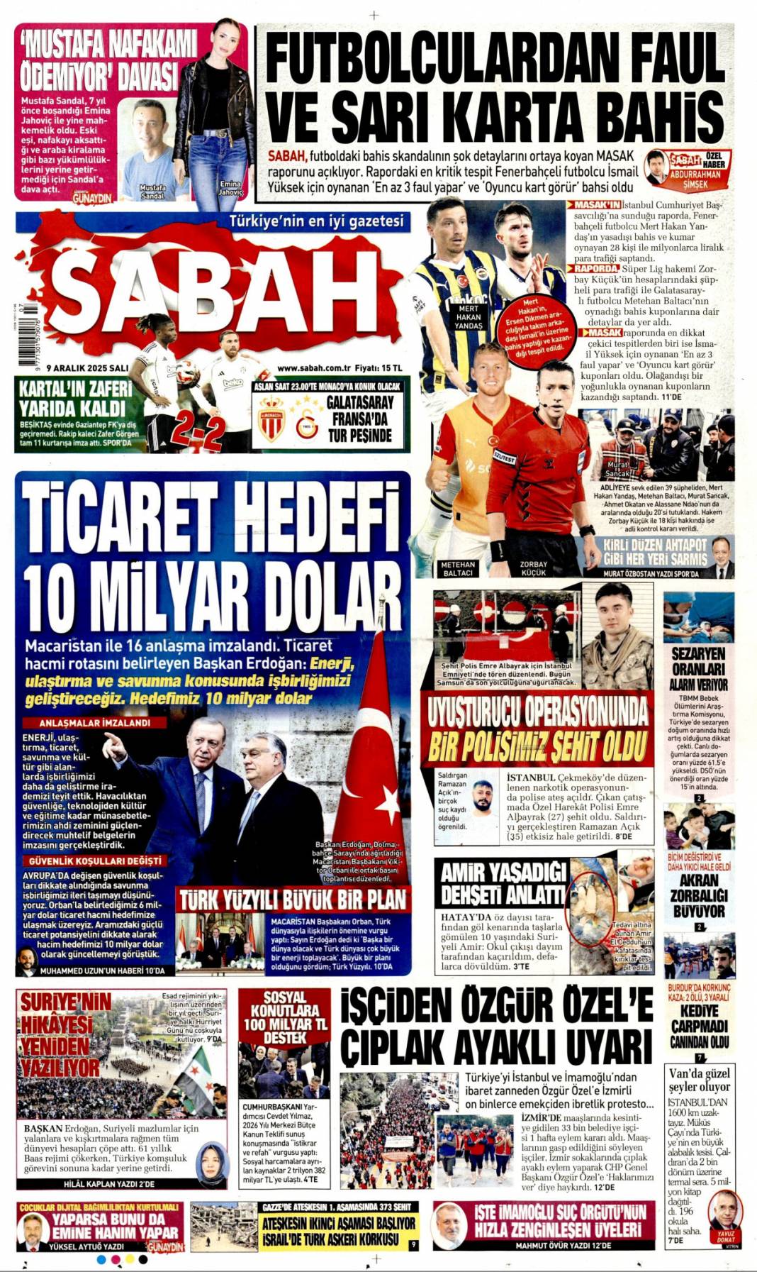 Ticaret hedefi 10 milyar dolar: 9 Aralık 2025 Salı, güncel gazete manşetleri... 1