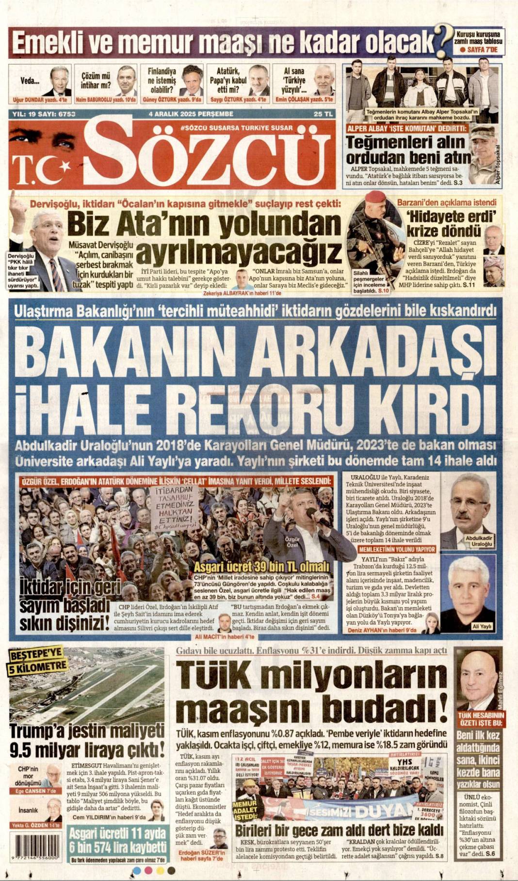 Özel aynaya bak, celladı görürsün: 4 Aralık 2025 Perşembe güncel gazete manşetleri... 8