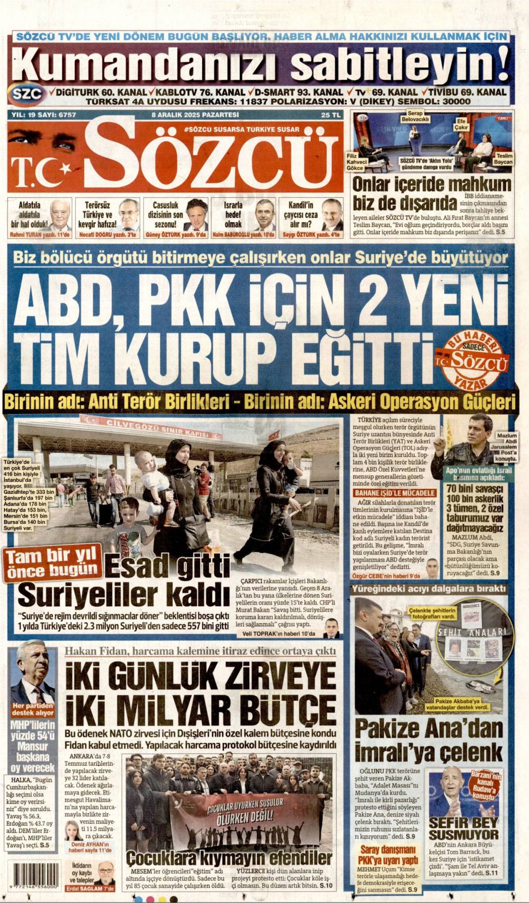 Klasik CHP zihniyeti: 8 Aralık 2025 Pazartesi güncel gazete manşetleri... 19