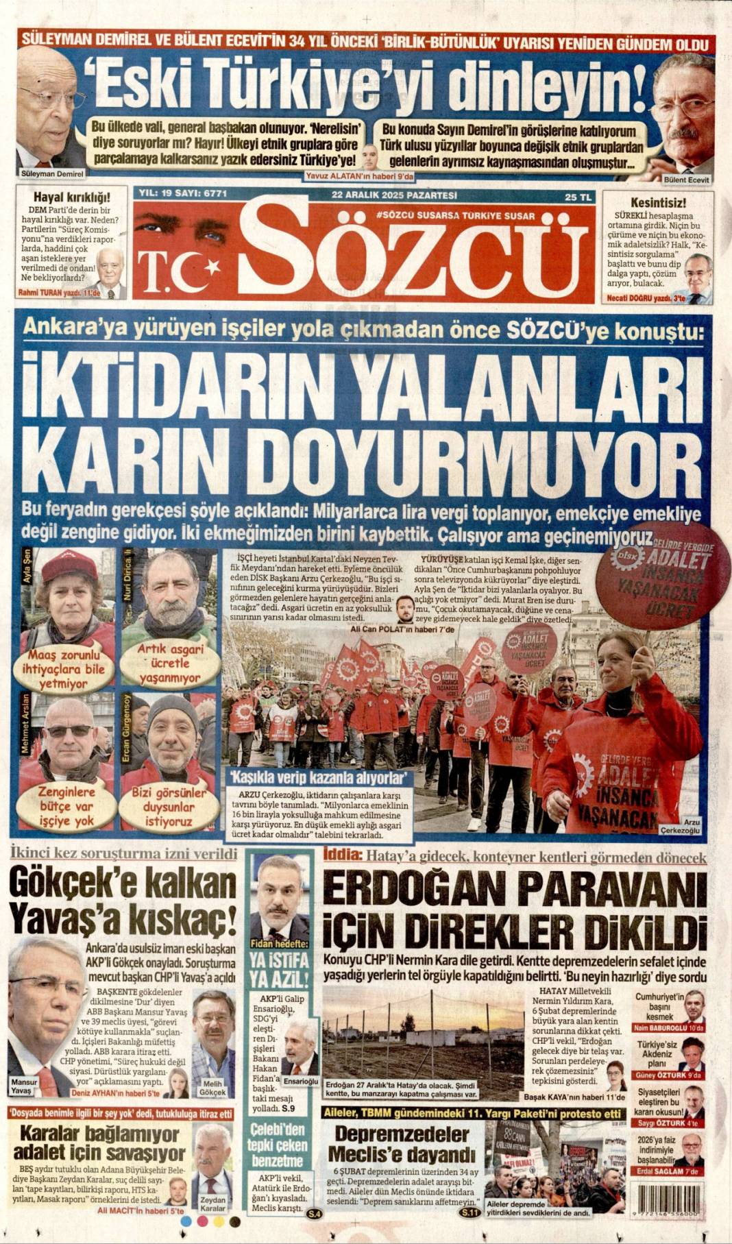 Dar ve sabit gelirli 2026'da güçlenecek: 22 Aralık 2025 Pazartesi, güncel gazete manşetleri... 20