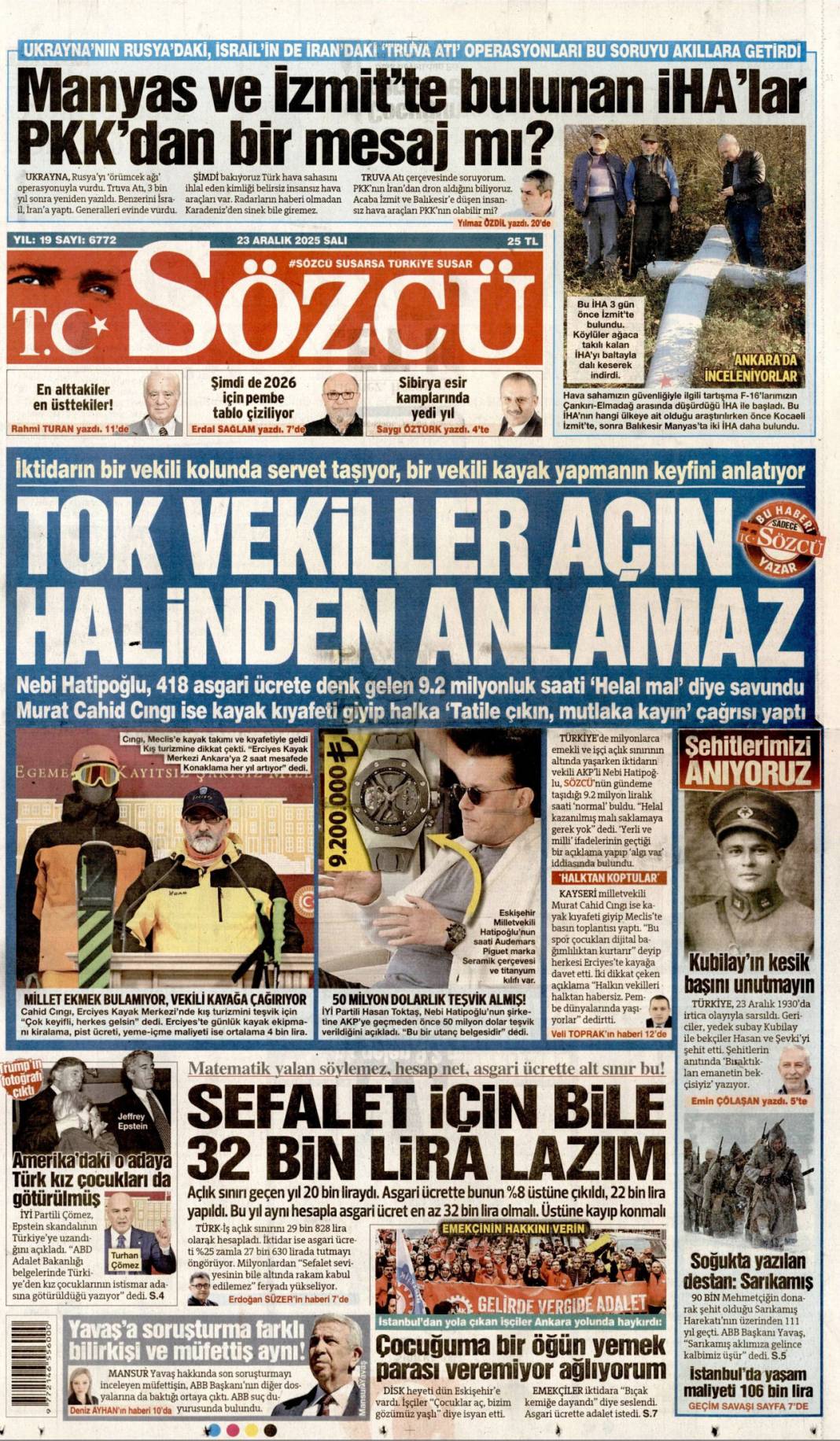 Yalıda ünlülere uyuşturucu servisi: 23 Aralık 2025 Salı, güncel gazete manşetleri 18