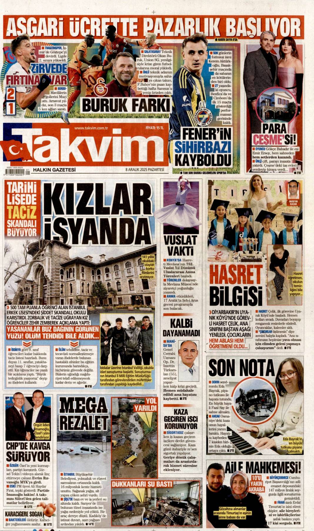 Klasik CHP zihniyeti: 8 Aralık 2025 Pazartesi güncel gazete manşetleri... 21