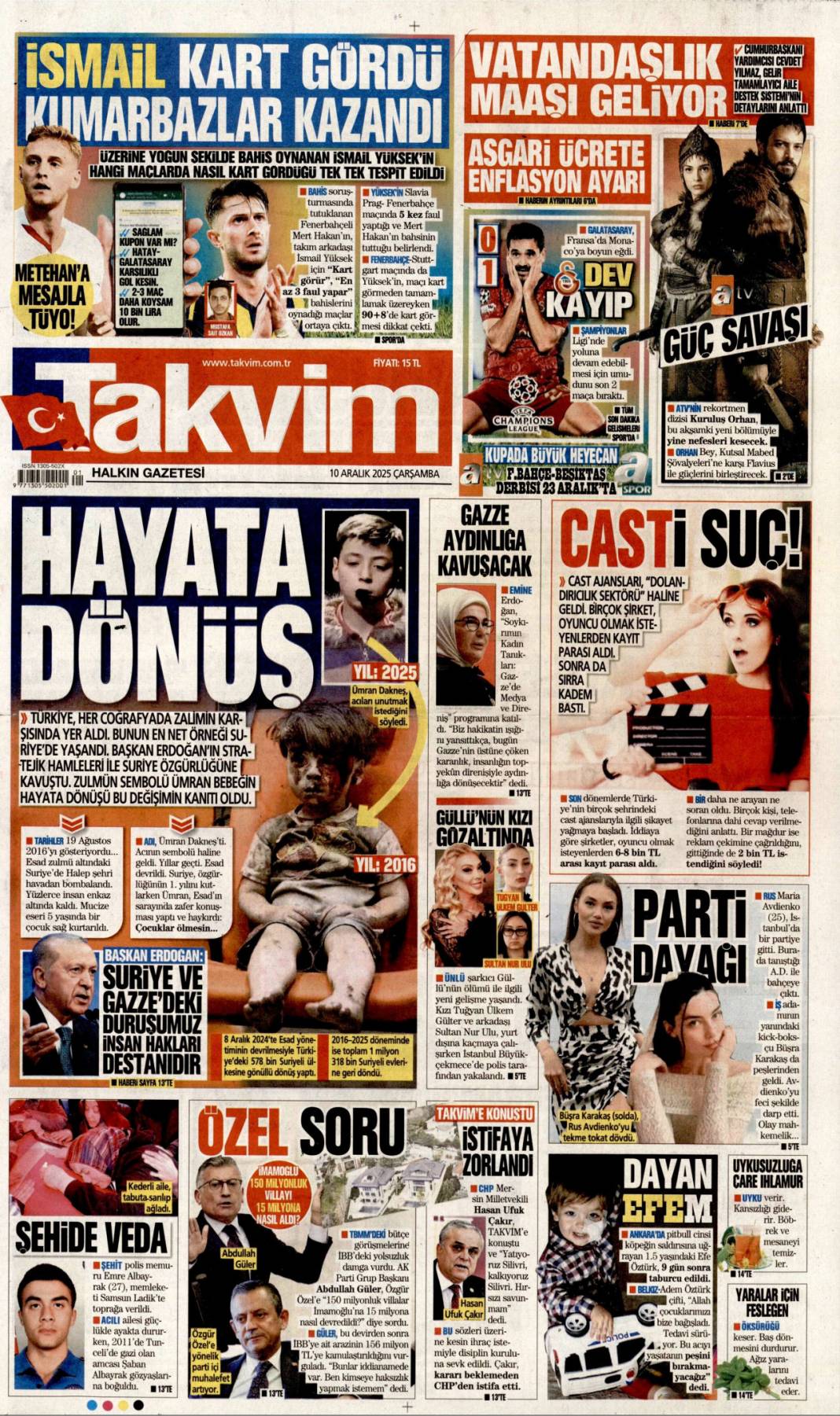 Suriye'den sonra Filistin'e de özgürlük: 10 Aralık 2025 Çarşamba, güncel gazete manşetleri... 9