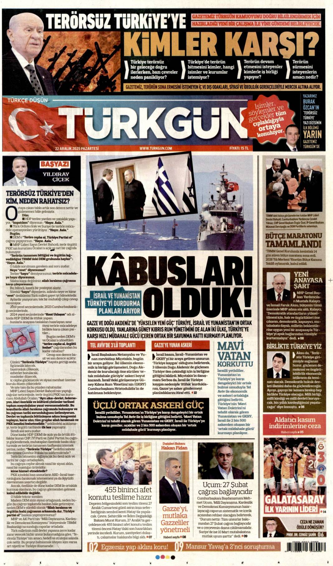 Dar ve sabit gelirli 2026'da güçlenecek: 22 Aralık 2025 Pazartesi, güncel gazete manşetleri... 22