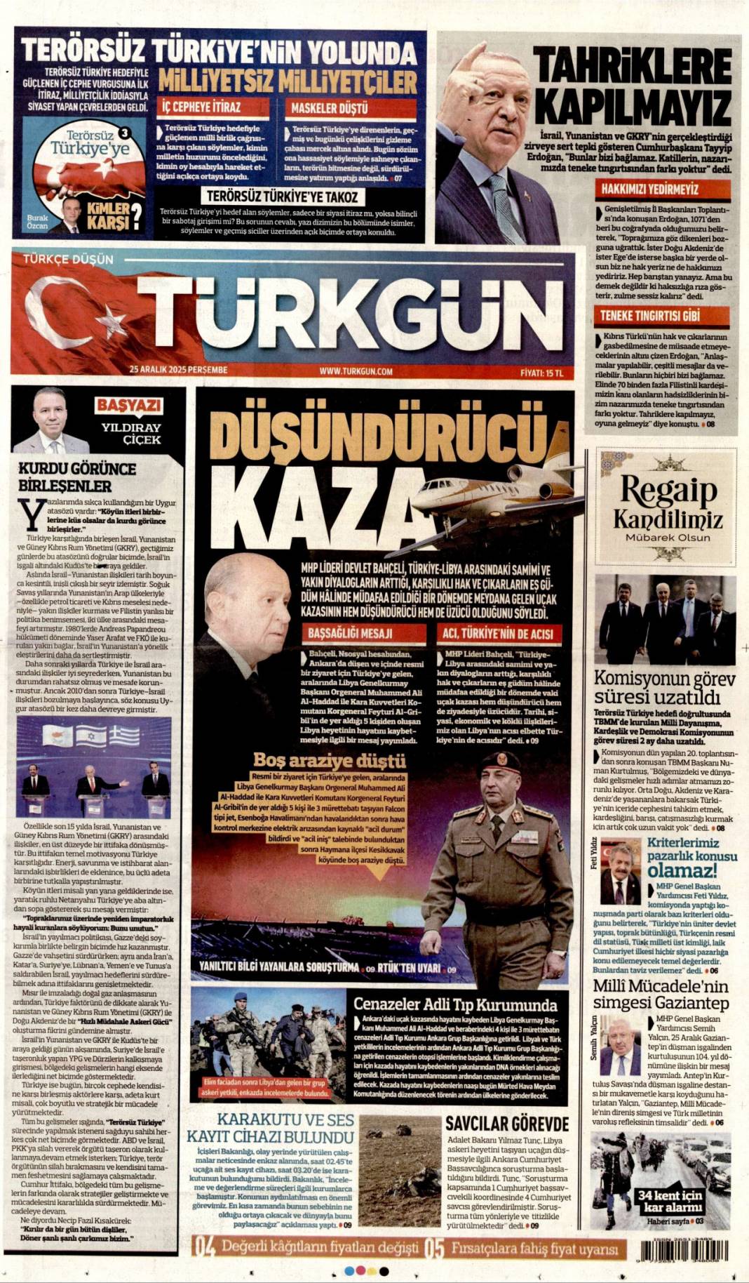 Ege ve Akdeniz'de hakkımızı yedirmeyiz: 25 Aralık 2025 Perşembe güncel gazete manşetleri 18