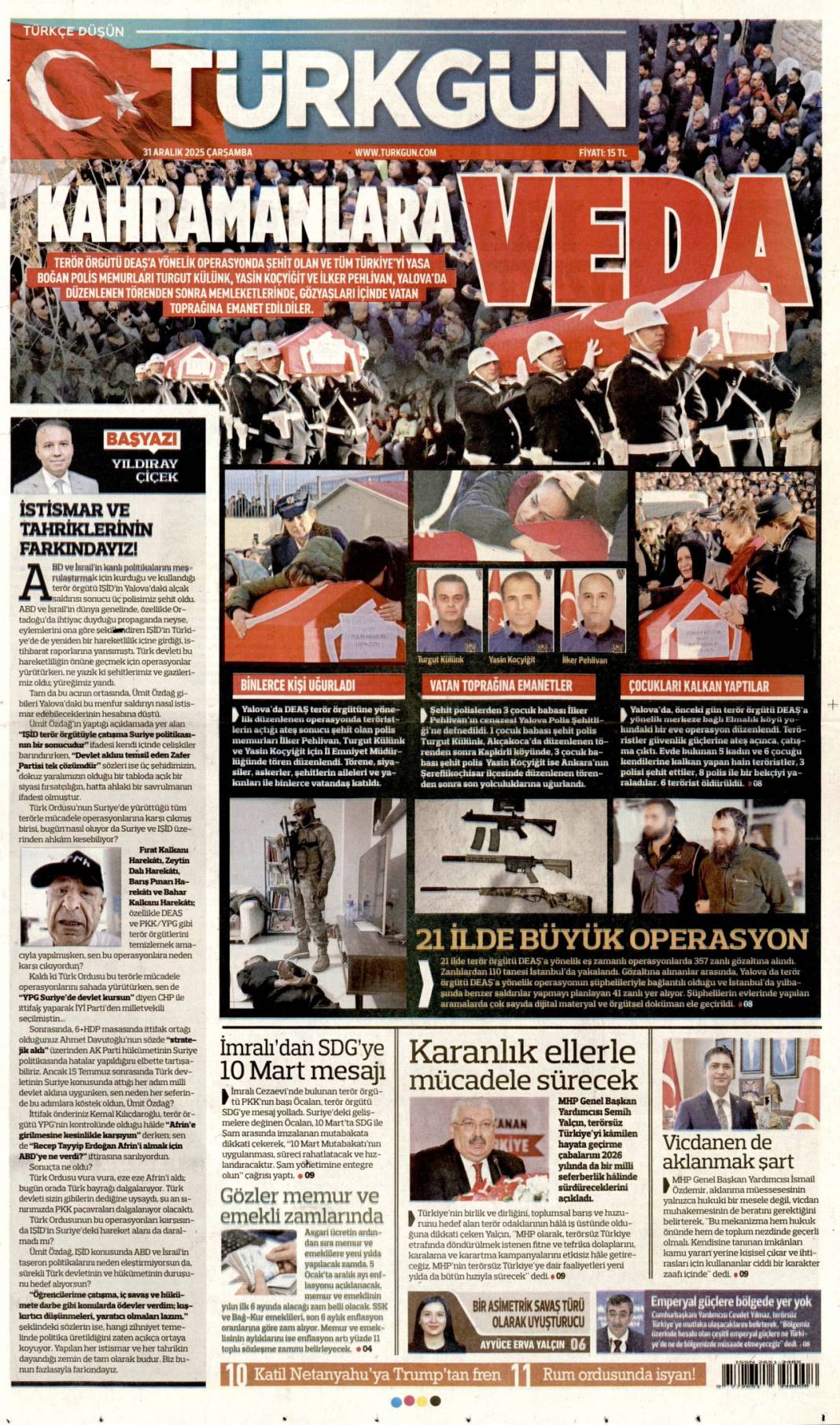 Büyük temizlik başladı: 31 Aralık 2025 Çarşamba güncel gazete manşetleri 9