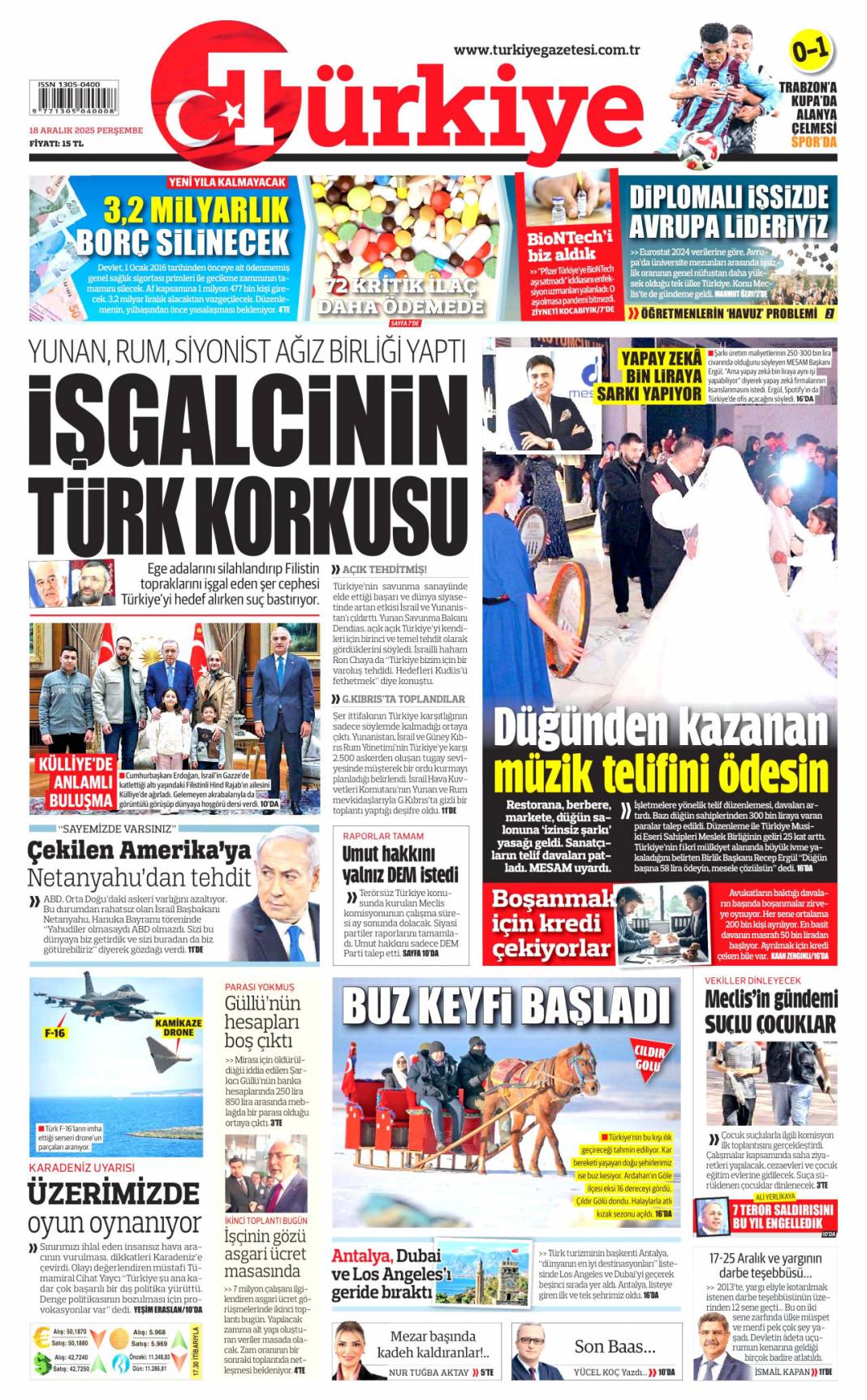 İşgalcinin Türk korkusu: 18 Aralık 2025 Perşembe, güncel gazete manşetleri... 1
