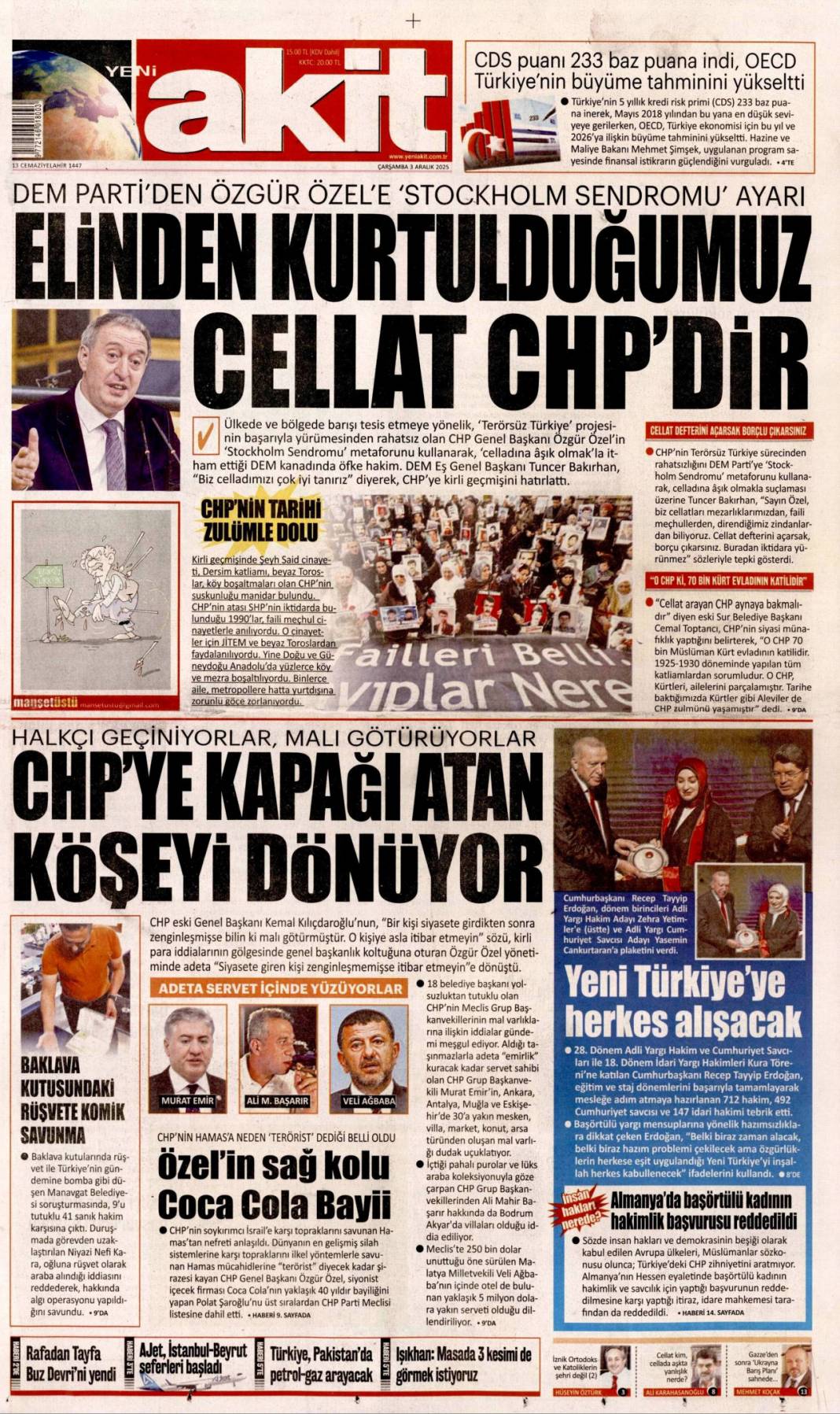 Yeni Türkiye'de herkese eşit özgürlük: 3 Kasım 2025 Çarşamba güncel gazete manşetleri... 7