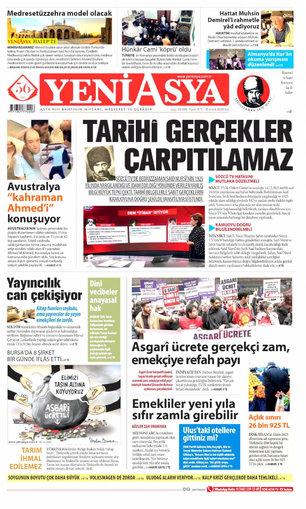 Kalpten bir veda: 16 Aralık 2025 Salı, gündeme dair konularla gazete manşetleri... 23