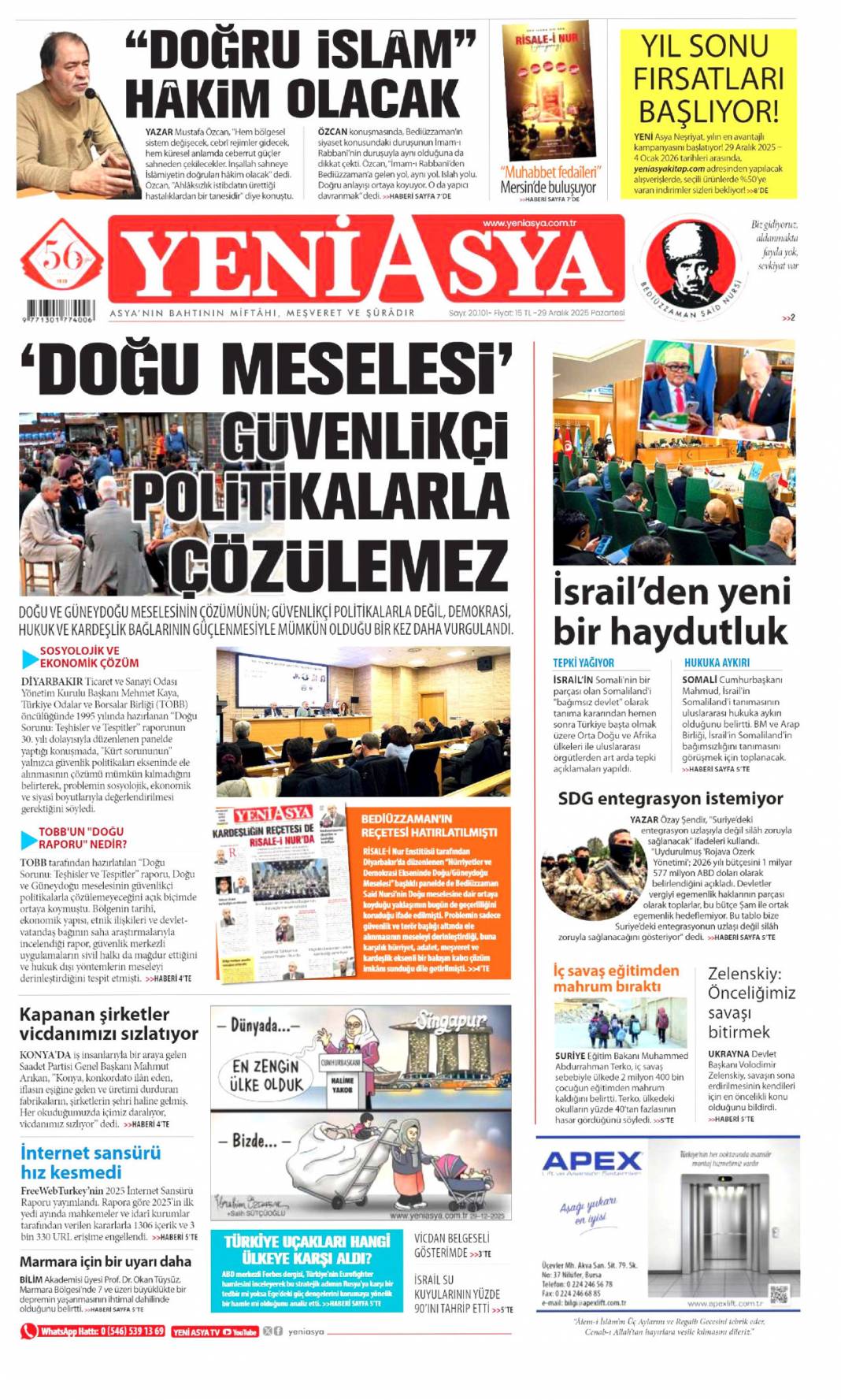 Her an savaşa hazır: 29 Aralık 2025 Pazartesi güncel gazete manşetleri 22