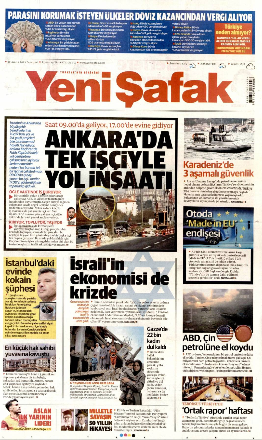 Dar ve sabit gelirli 2026'da güçlenecek: 22 Aralık 2025 Pazartesi, güncel gazete manşetleri... 6