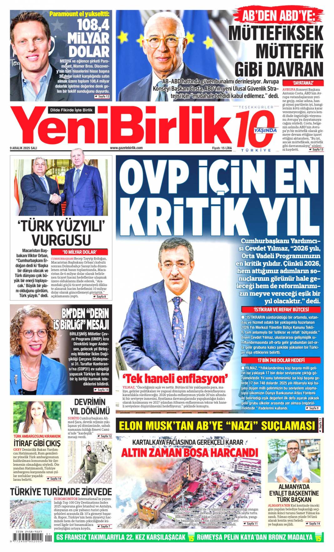 Ticaret hedefi 10 milyar dolar: 9 Aralık 2025 Salı, güncel gazete manşetleri... 24