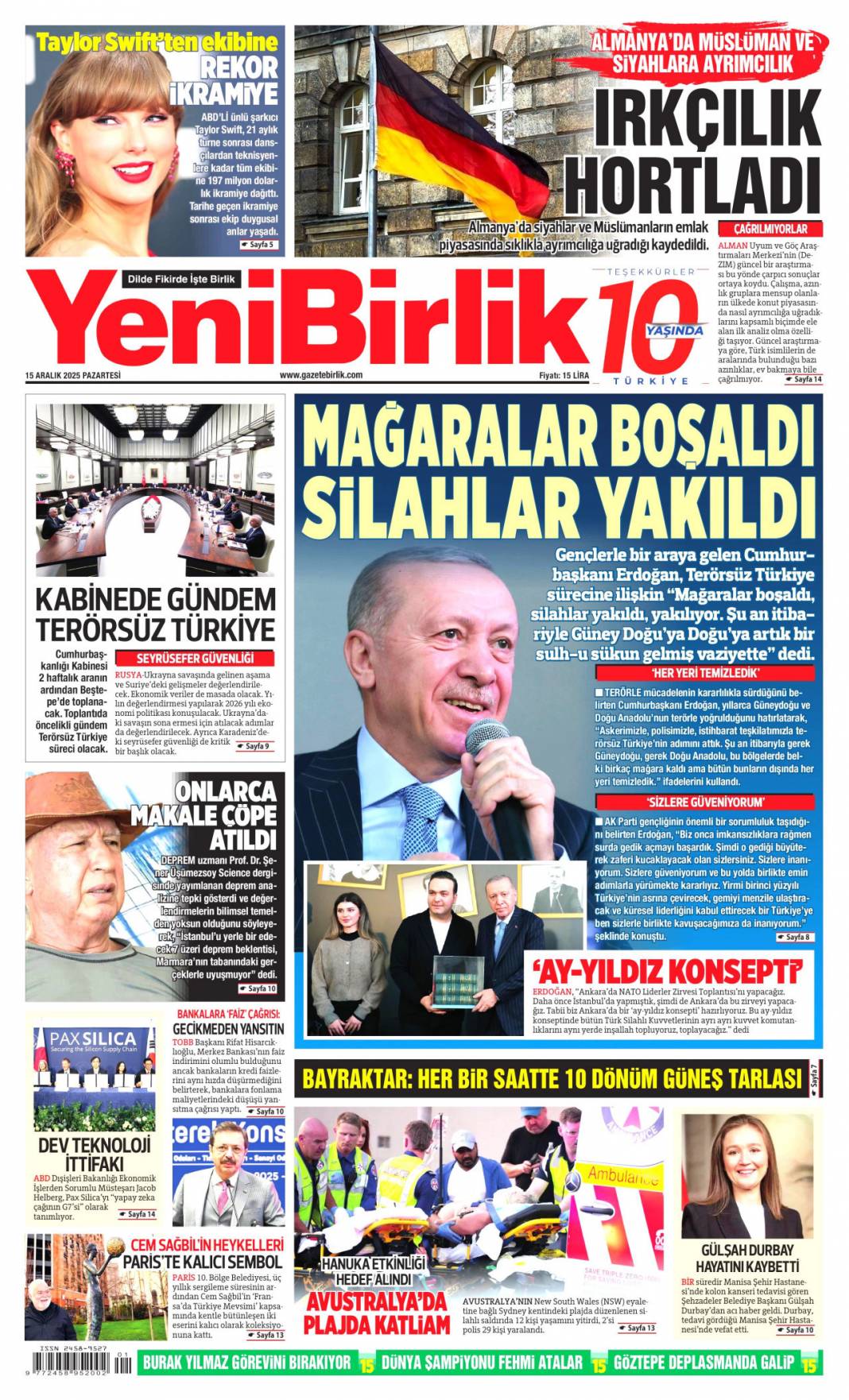 Millet düşmanlarına fırsat vermeyin: 15 Aralık 2025 Pazartesi güncel gazete manşetleri... 12