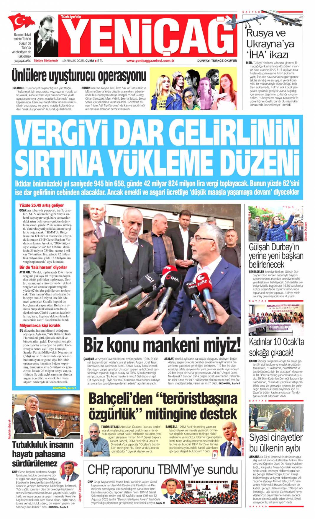 Yıkım kafası emek'i görsün: 19 Aralık 2025 Cuma güncel gazete manşetleri... 14