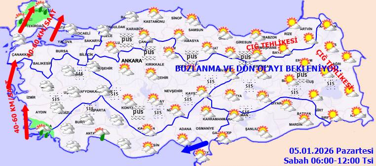 Meteoroloji'den uyarı: O bölgelerde, don, fırtına ve çığ tehlikesi! Bugün hava nasıl, Pazartesi hava nasıl olacak? 7