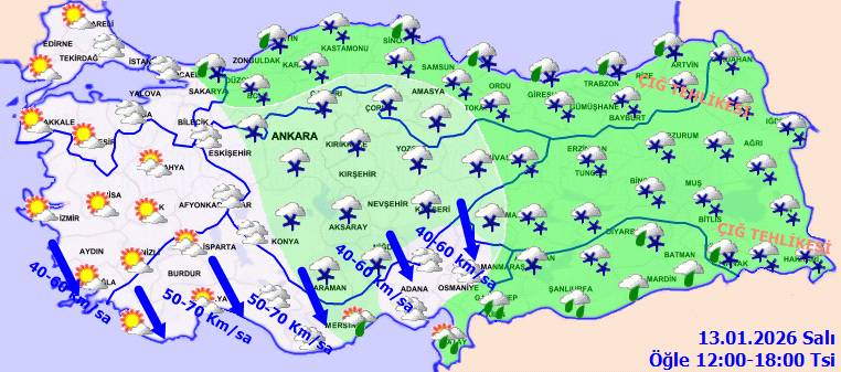 Kar, yağmur, buzlanma ve soğuk hava etkili olacak! Bugün hava nasıl, Salı günü hava nasıl olacak? 10