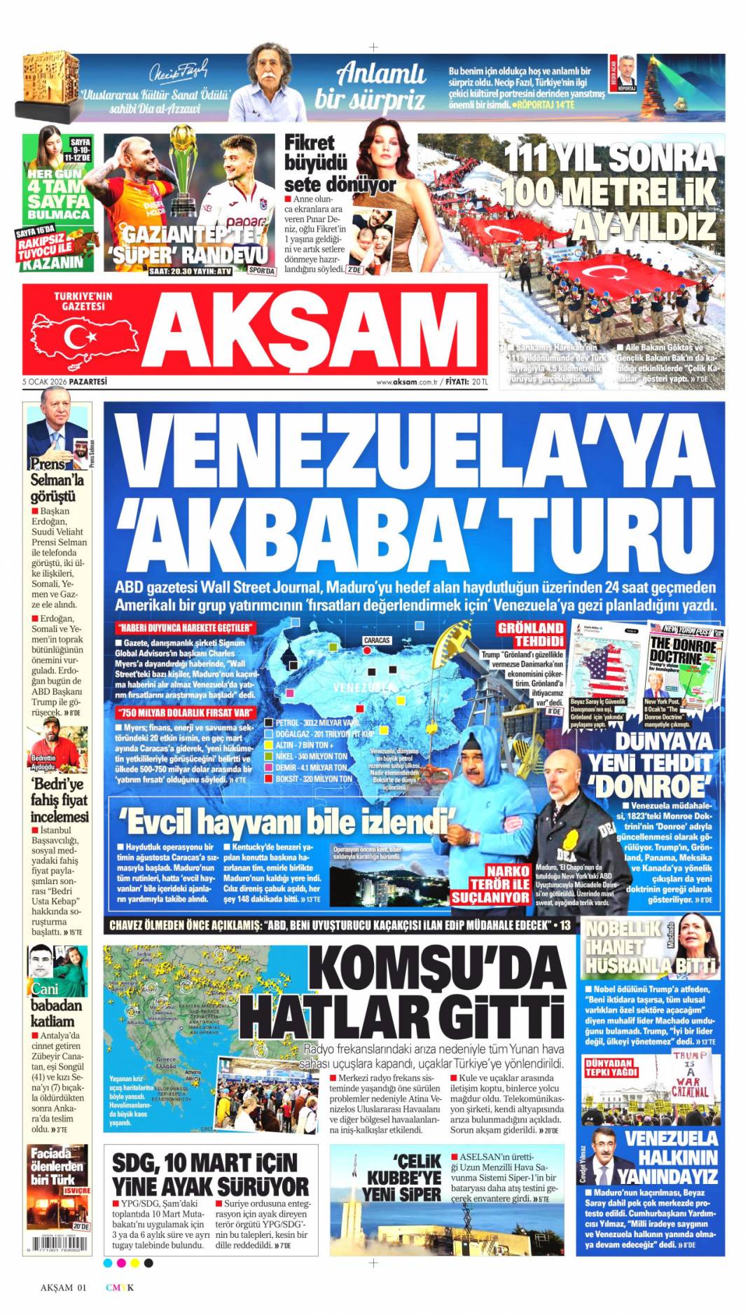 Maduro'ya ihanet en yakınından: 5 Ocak 2026 Pazartesi güncel gazete manşetleri 9