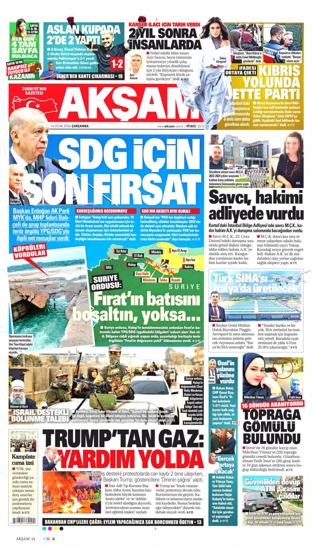 A takımının jetinde uyuşturucu partisi: 14 Ocak 2026 Çarşamba güncel gazete manşetleri 6