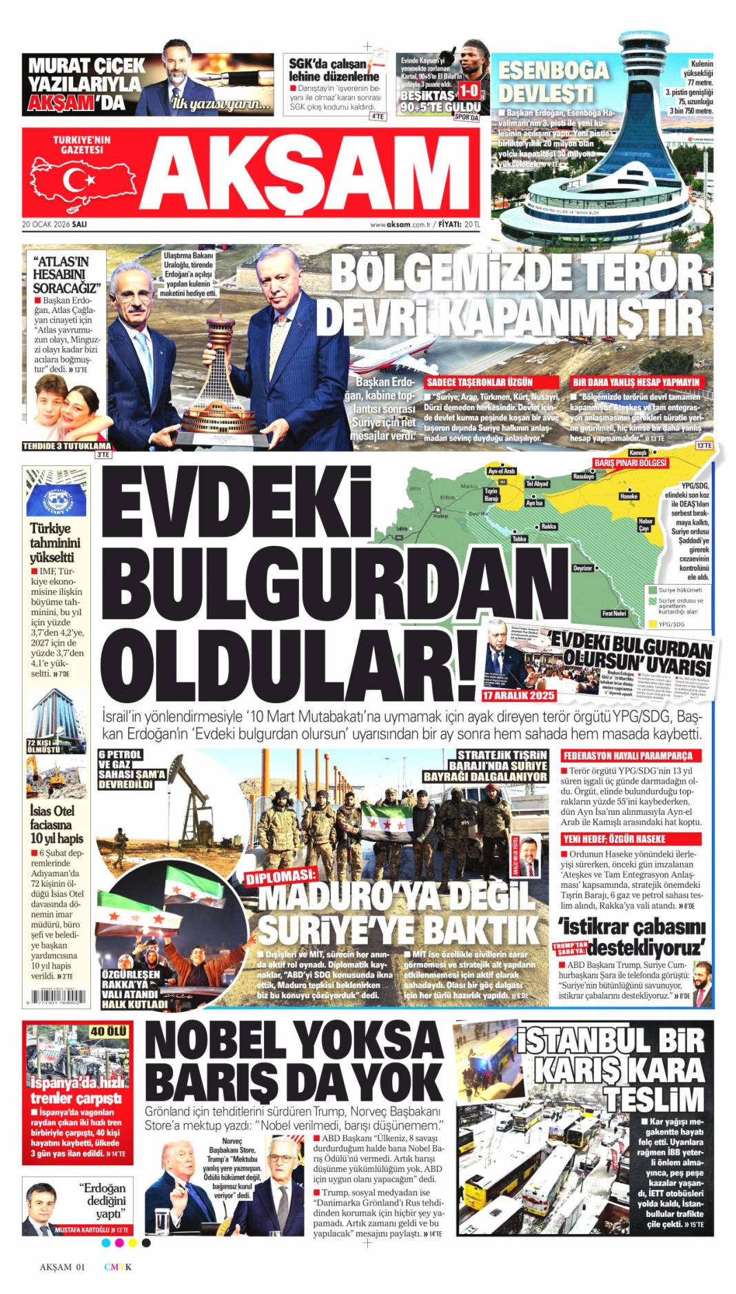 Takozlara rağmen hizmetten taviz yok: 20 Ocak 2026 Salı güncel gazete manşetleri 8