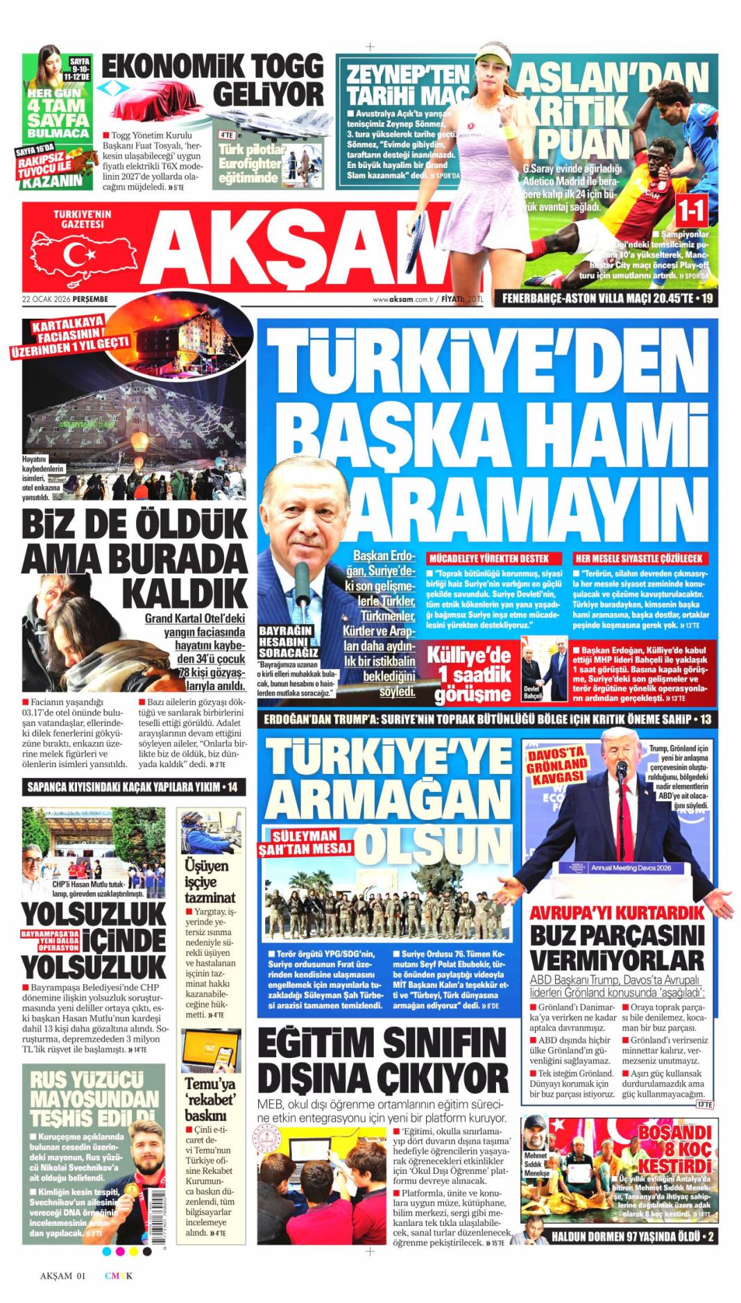 Bayrağımıza saldırılanlar hesap verecek: 22 Ocak 2026 Perşembe güncel gazete manşetleri 6