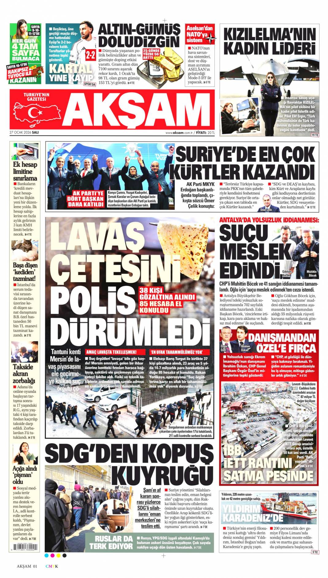 Patronlar gelince bana haber verin: 27 Ocak 2026 Salı güncel gazete manşetleri 20