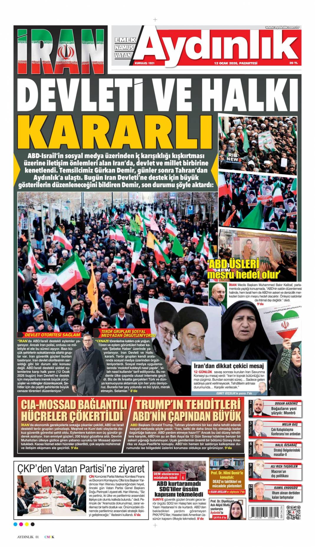 ABD'den tehdit İran'dan yanıt: 12 Ocak 2026 Pazartesi, güncel gazete manşetleri 9