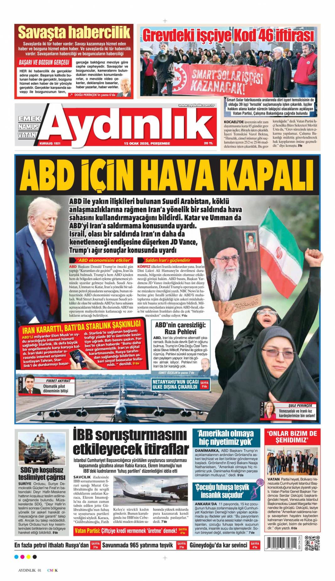 İBB'yi soydular kumarda yediler: 15 Ocak 2026 Perşembe, güncel gazete manşetleri 24