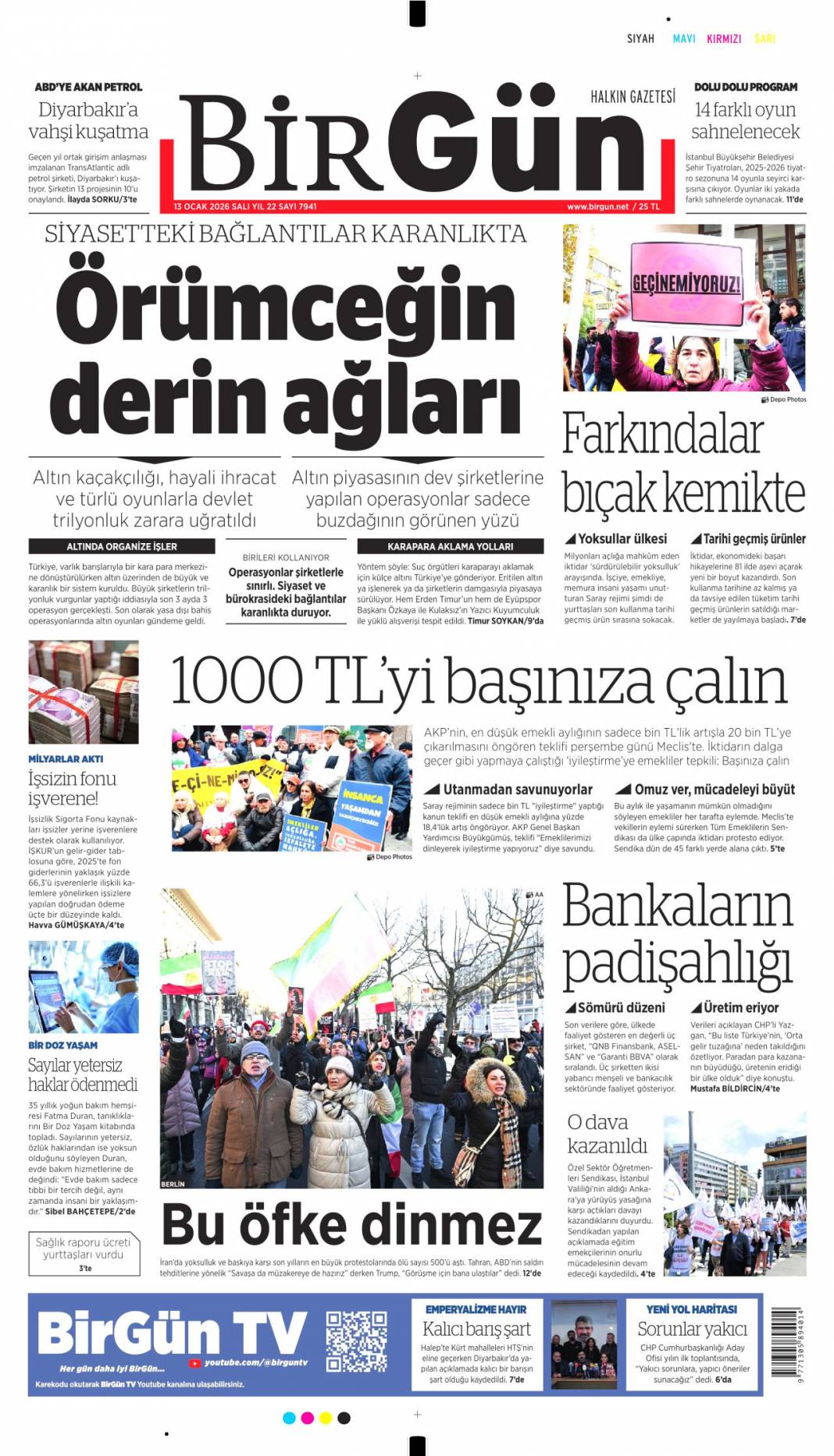 İran'da enformasyon savaşı: 13 Ocak 2026 Salı güncel gazete manşetleri 9