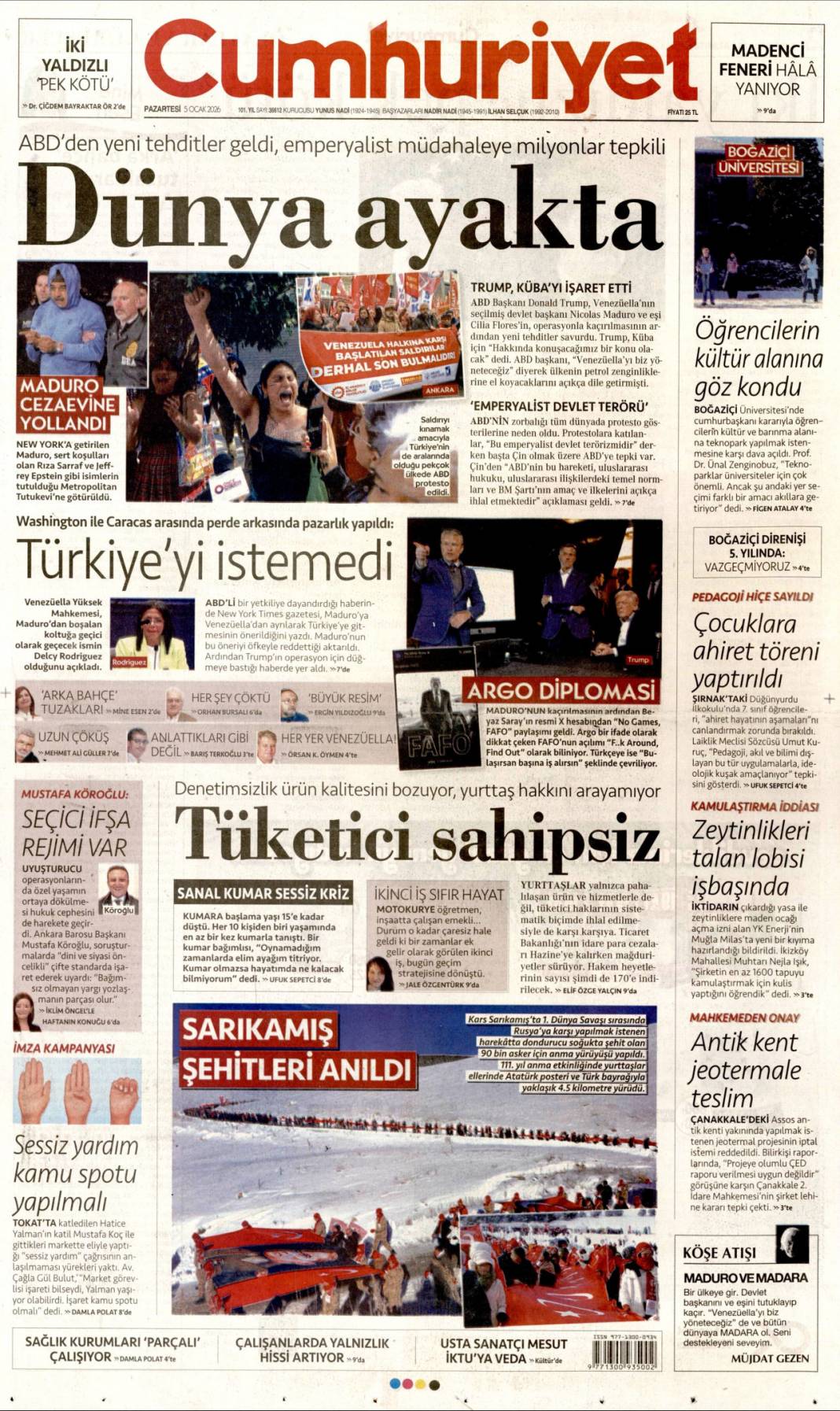 Maduro'ya ihanet en yakınından: 5 Ocak 2026 Pazartesi güncel gazete manşetleri 2