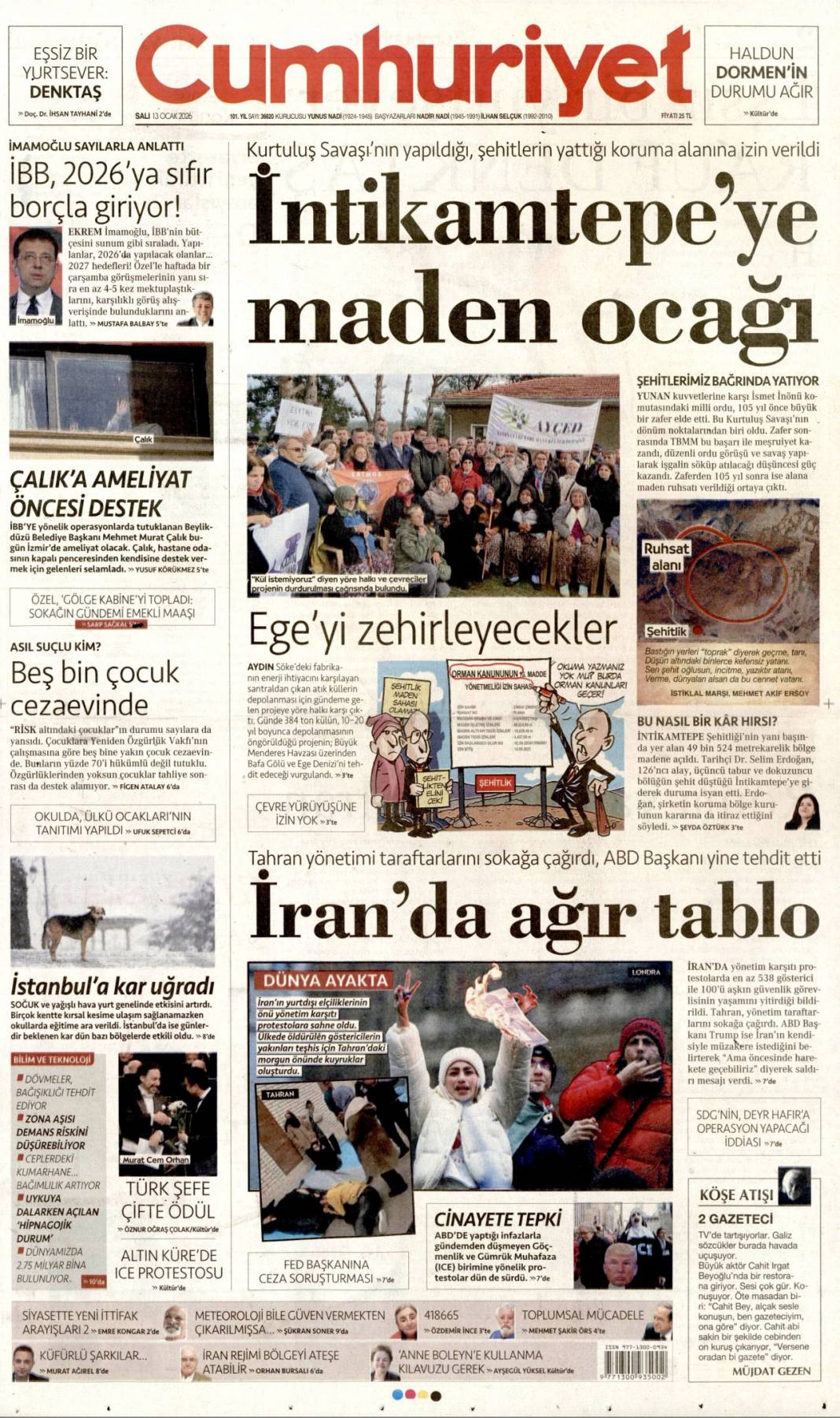 İran'da enformasyon savaşı: 13 Ocak 2026 Salı güncel gazete manşetleri 2