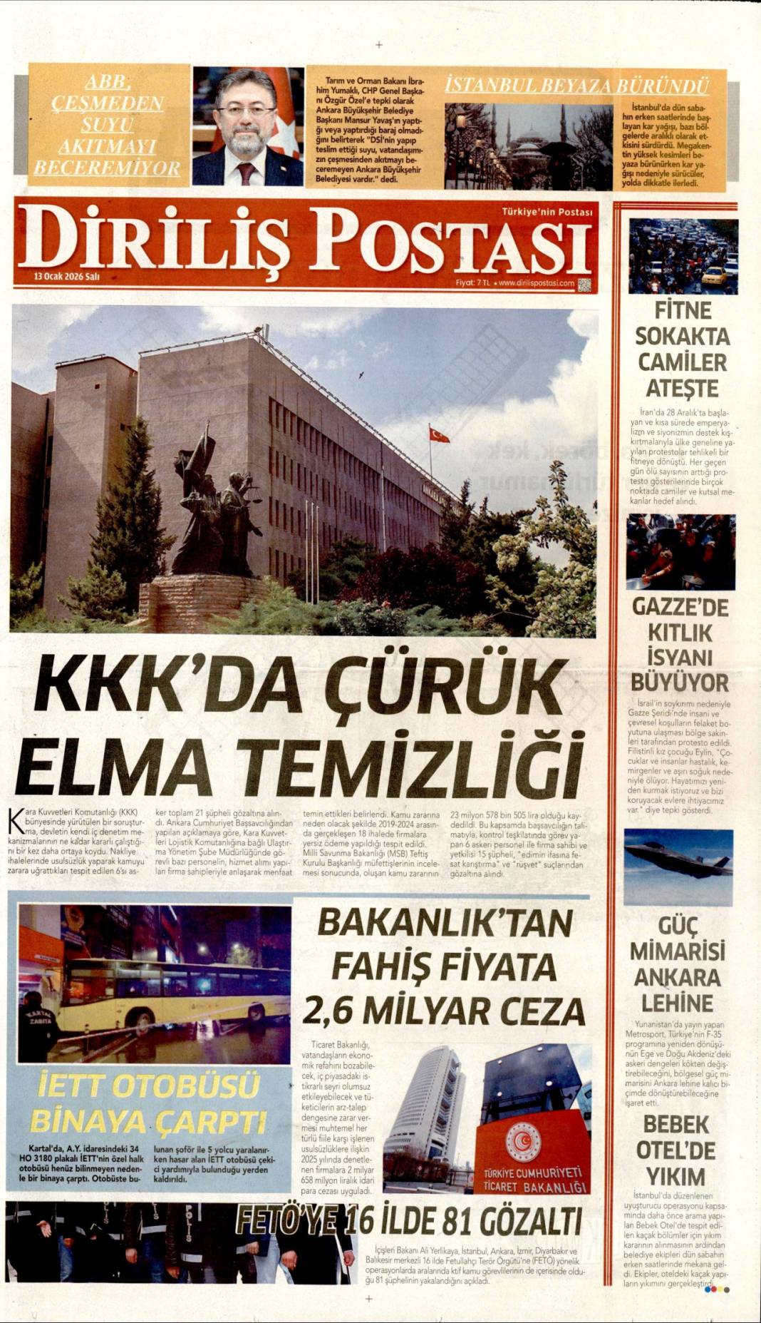 İran'da enformasyon savaşı: 13 Ocak 2026 Salı güncel gazete manşetleri 10