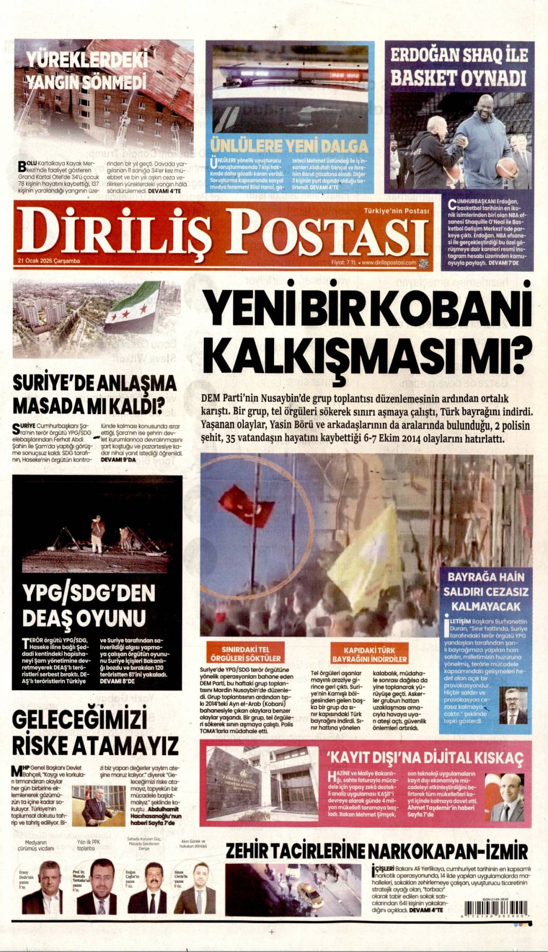 Suriye'de terör devri kapanıyor! 21 Ocak 2026 Çarşamba güncel gazete manşetleri 21