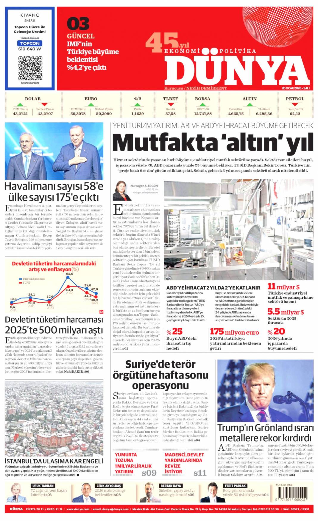 Takozlara rağmen hizmetten taviz yok: 20 Ocak 2026 Salı güncel gazete manşetleri 12