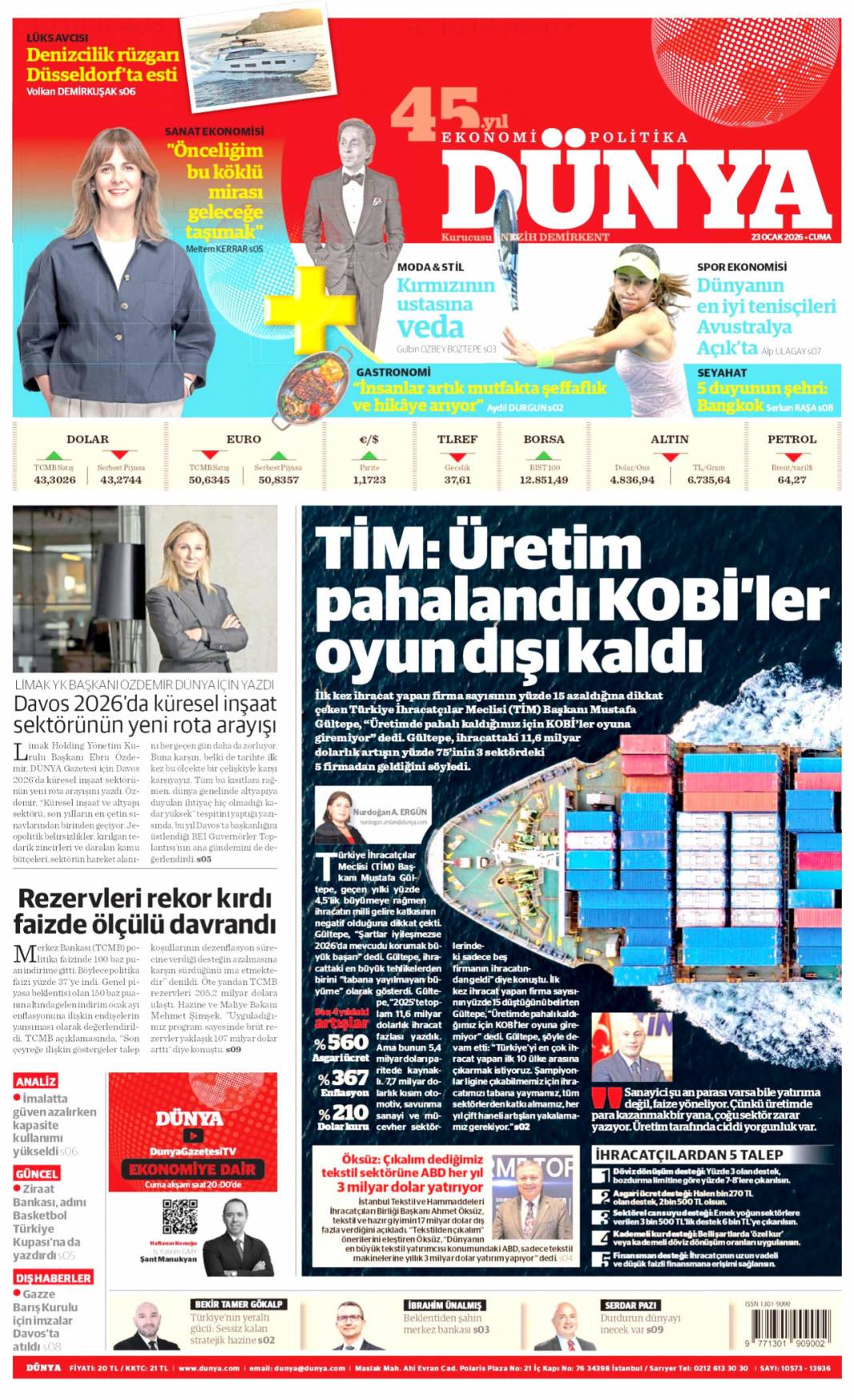 Yeni bir dünya kuruluyor: 23 Ocak 2026 Cuma güncel gazete manşetleri 20