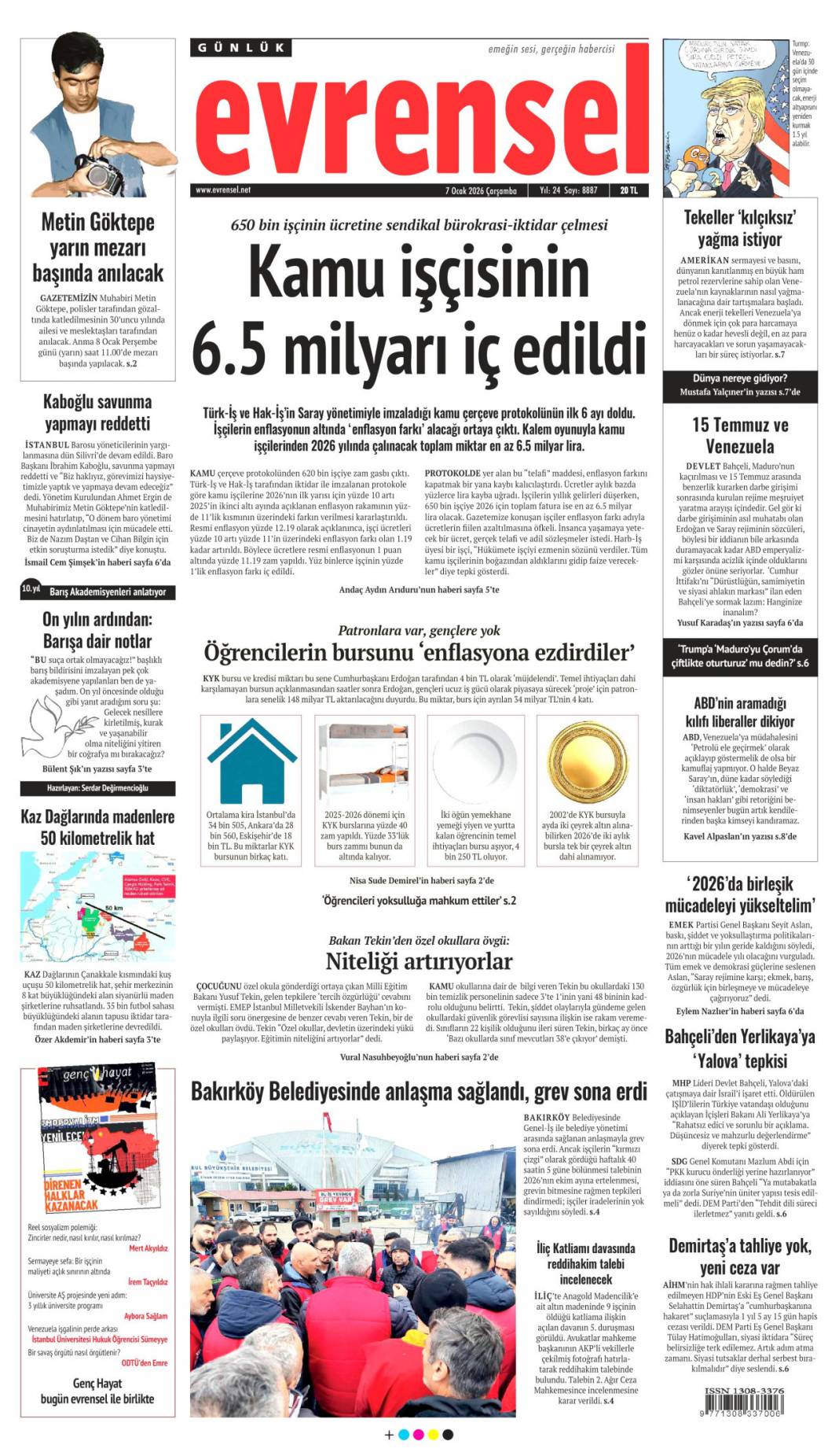 Gençlere 5 destek: 7 Ocak 2026 Çarşamba güncel gazete manşetleri 15